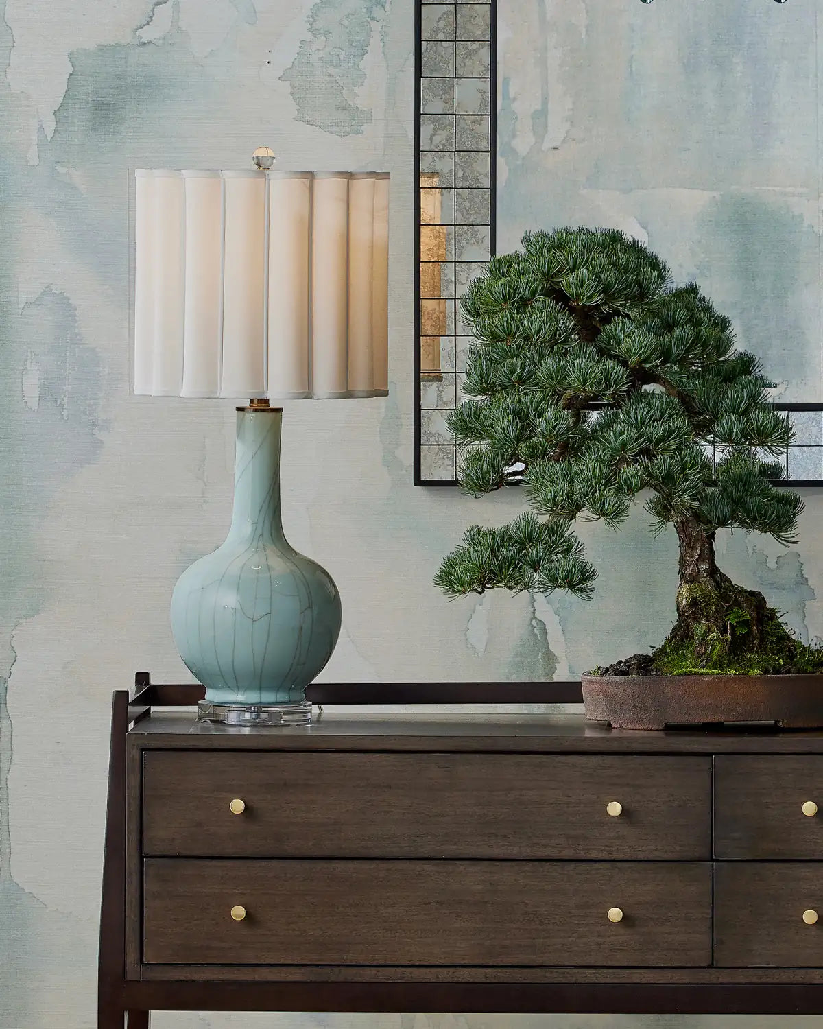 CURREY & COMPANY CELADON CRACKLE TABLE LAMP - Table