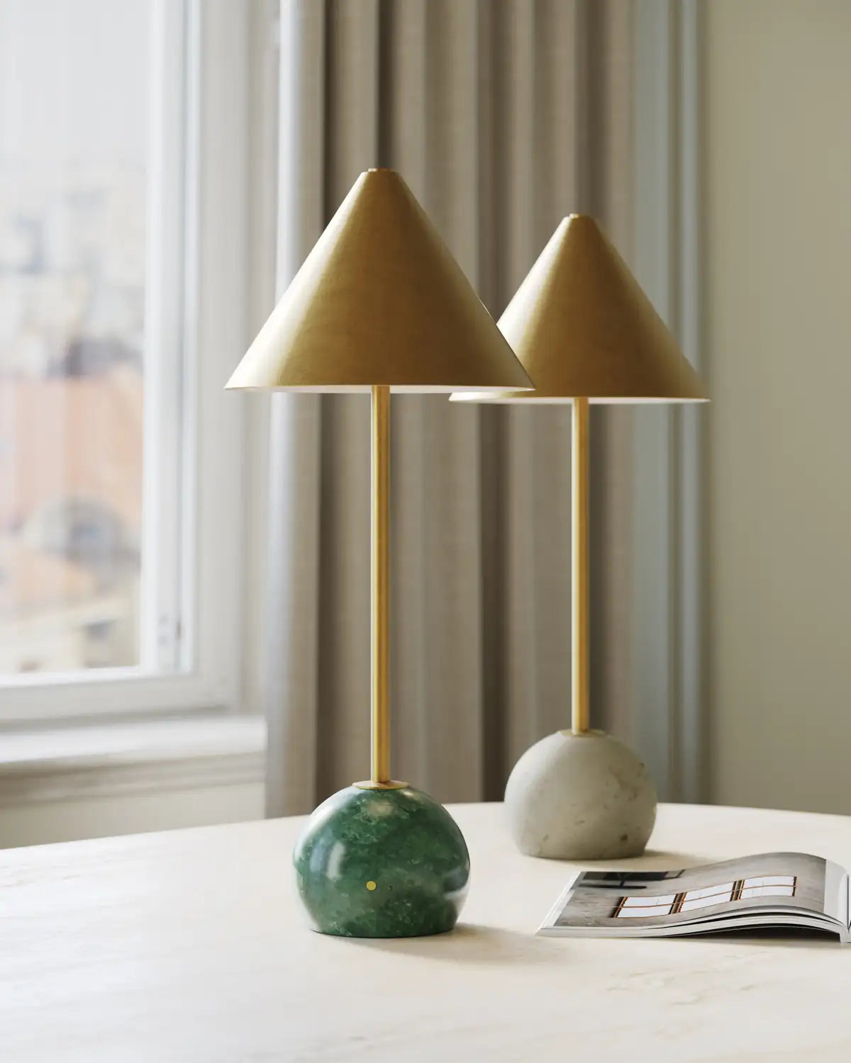 CURREY & COMPANY JOURNEY GREEN & CORDLESS TABLE LAMP - Table