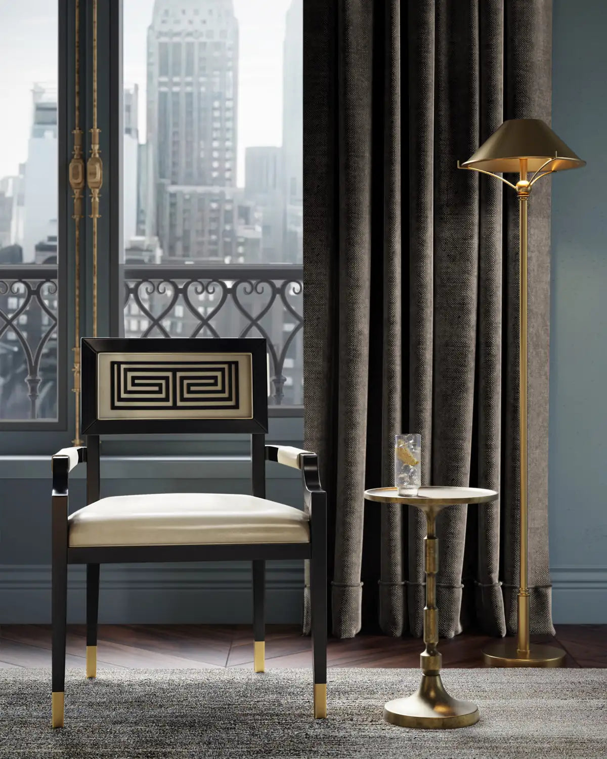 CURREY & COMPANY, ARTEMIS LEATHER ARMCHAIR MILK, LOUNGE