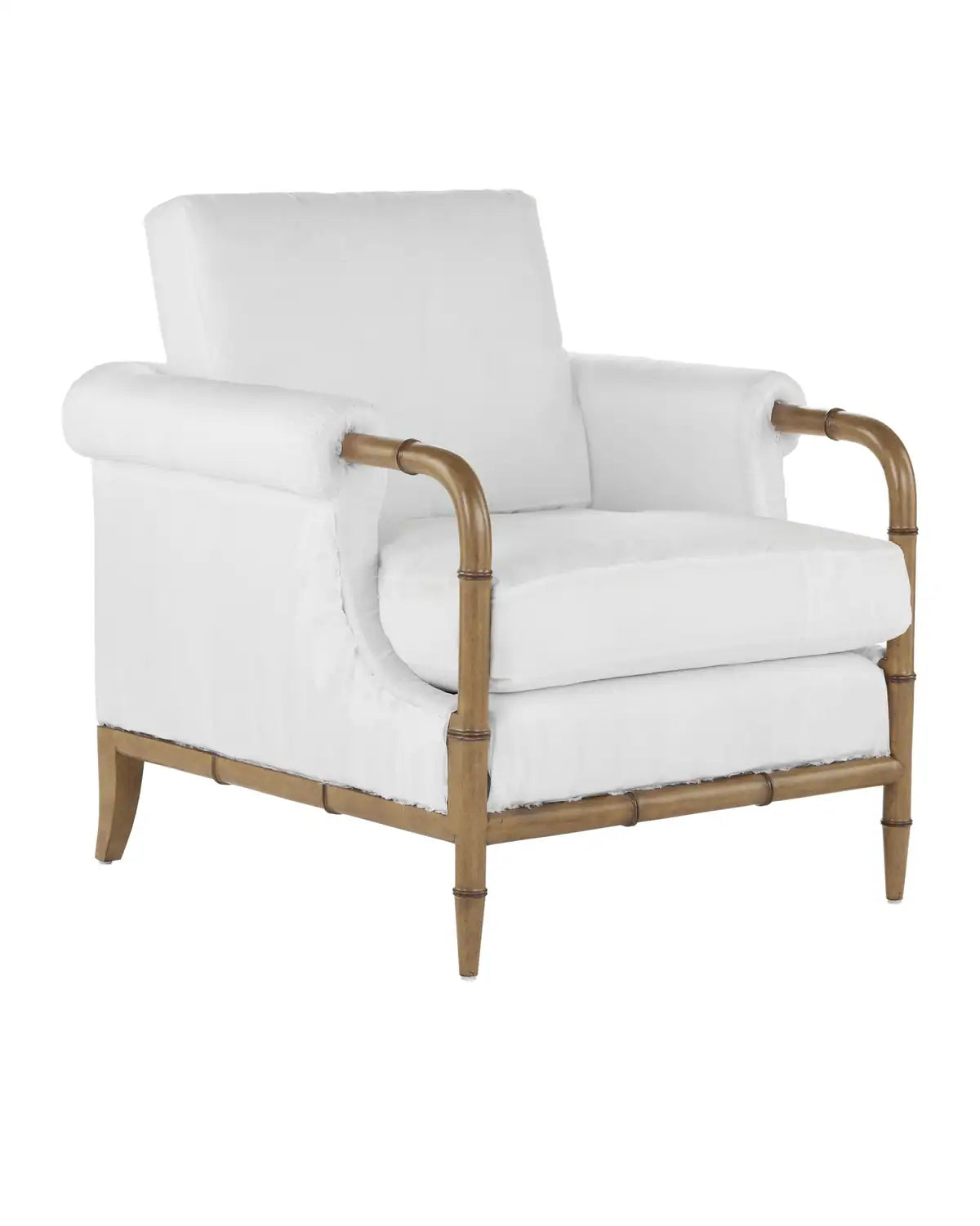CURREY & COMPANY MERLE WALNUT ARMCHAIR MUSLIN | 7000-0601