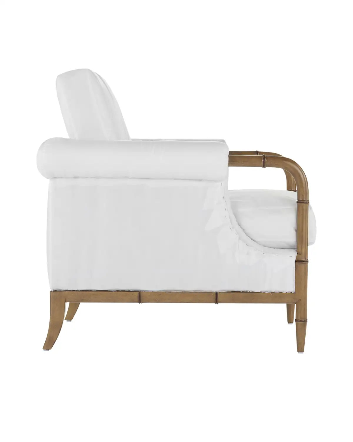CURREY & COMPANY MERLE WALNUT ARMCHAIR MUSLIN | 7000-0601