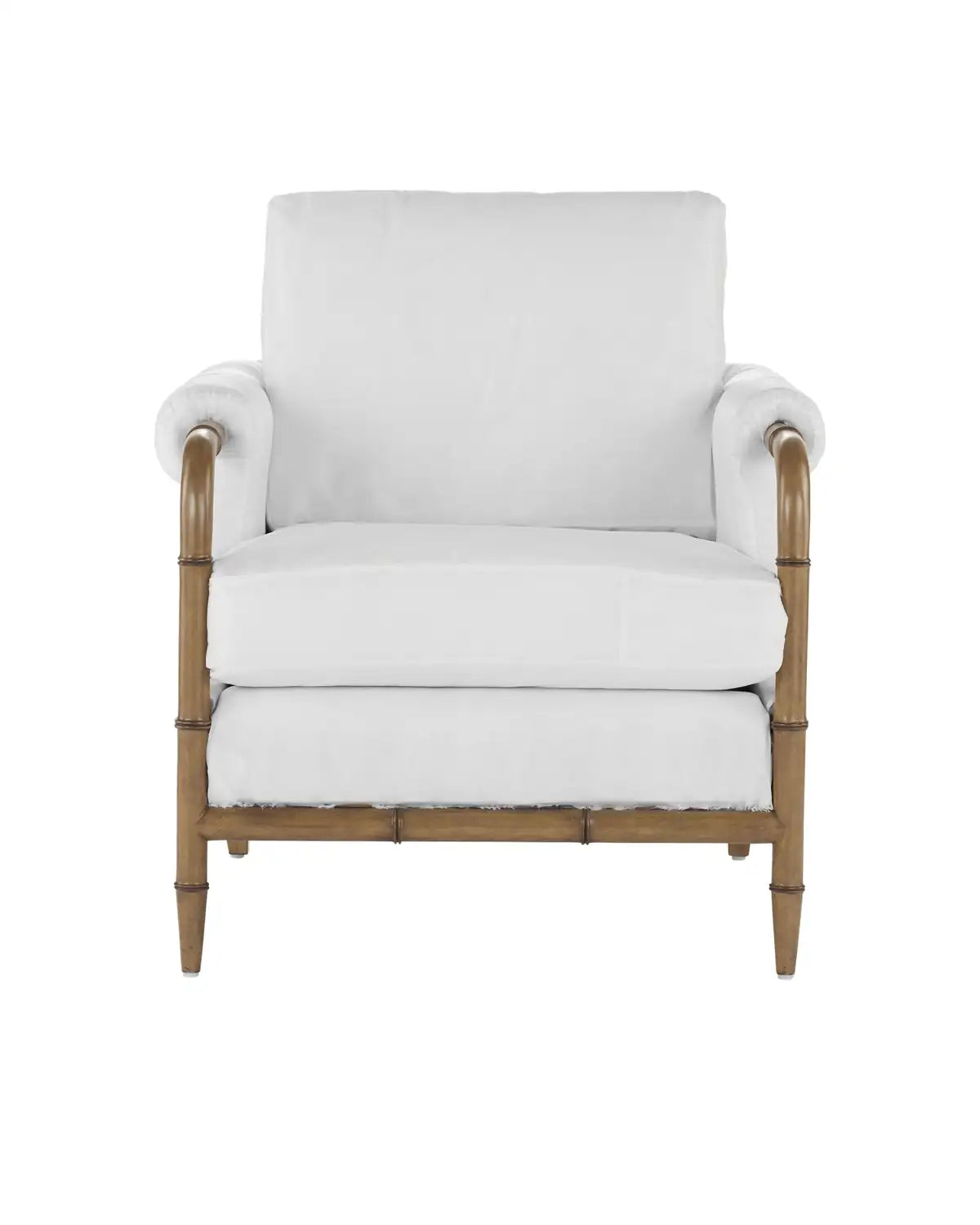CURREY & COMPANY MERLE WALNUT ARMCHAIR MUSLIN | 7000-0601