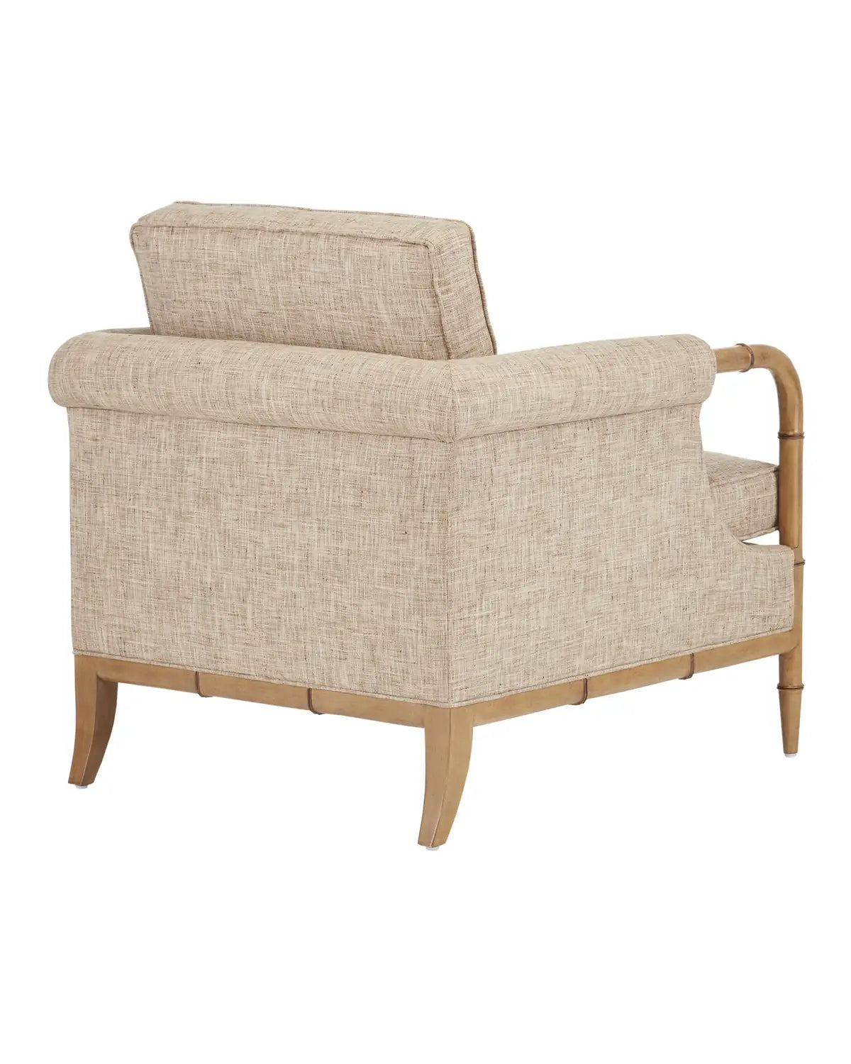 CURREY & COMPANY, MERLE WALNUT ARMCHAIR FINN SAFARI, LOUNGE