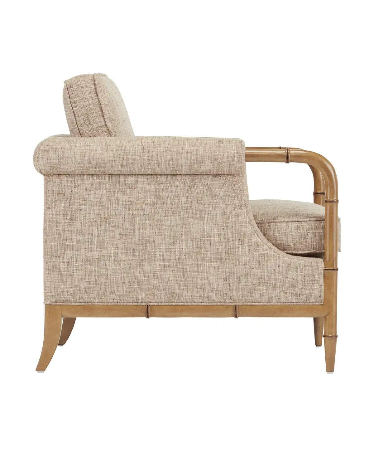 CURREY & COMPANY, MERLE WALNUT ARMCHAIR FINN SAFARI, LOUNGE