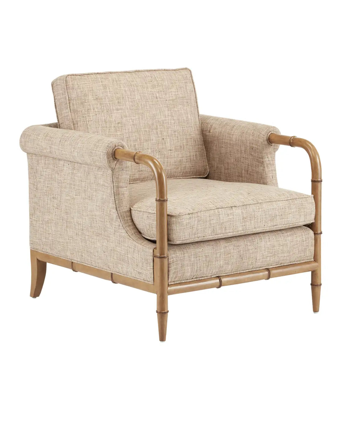 CURREY & COMPANY, MERLE WALNUT ARMCHAIR FINN SAFARI, LOUNGE