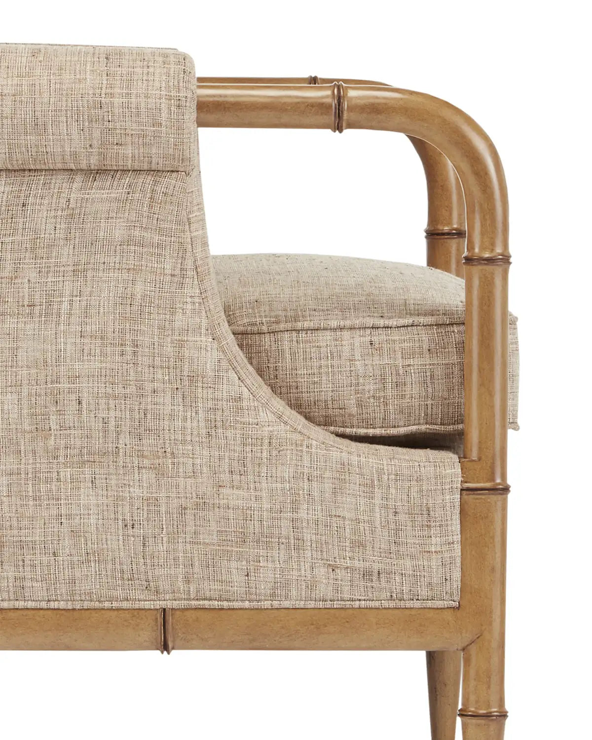 CURREY & COMPANY, MERLE WALNUT ARMCHAIR FINN SAFARI, LOUNGE