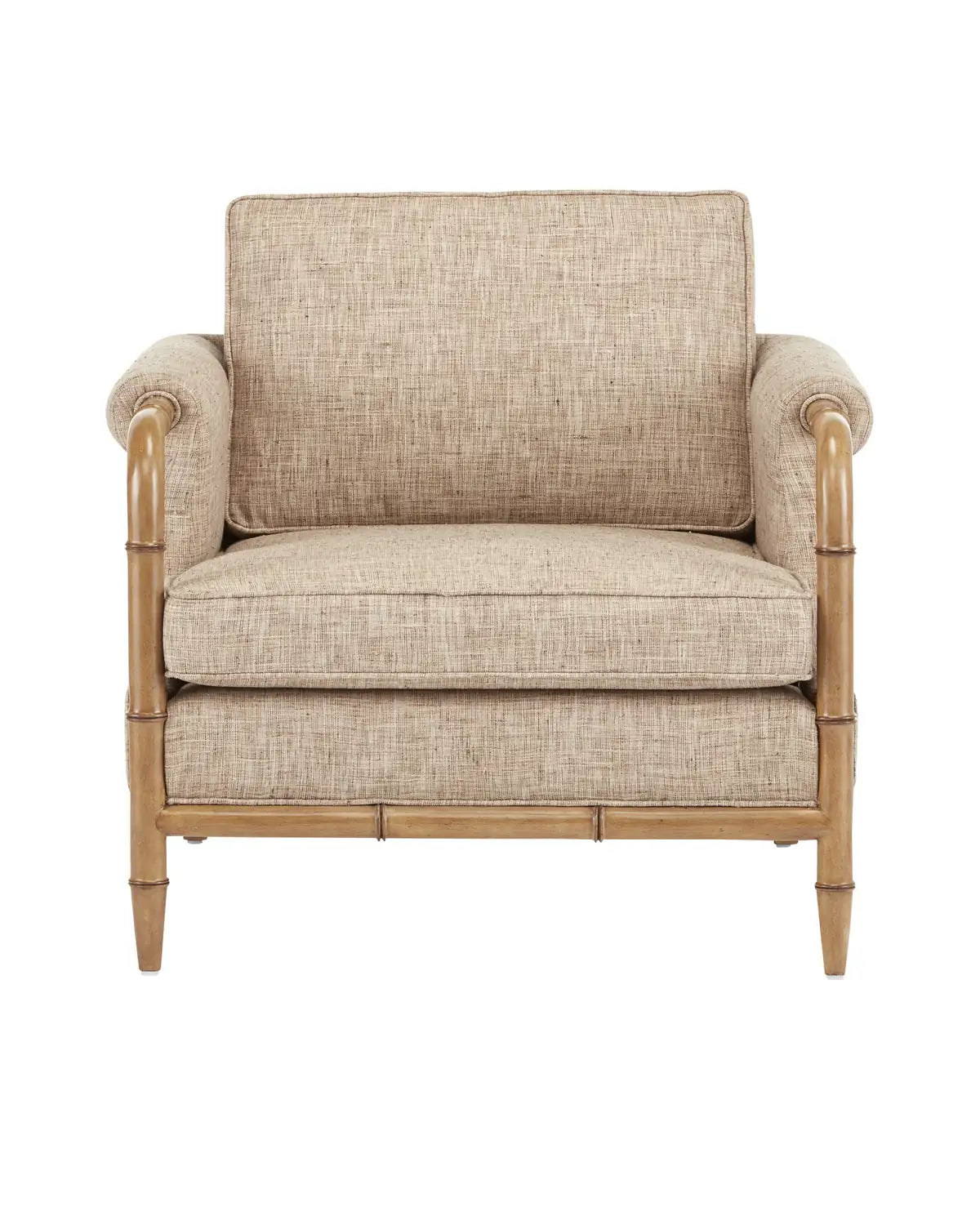 CURREY & COMPANY, MERLE WALNUT ARMCHAIR FINN SAFARI, LOUNGE