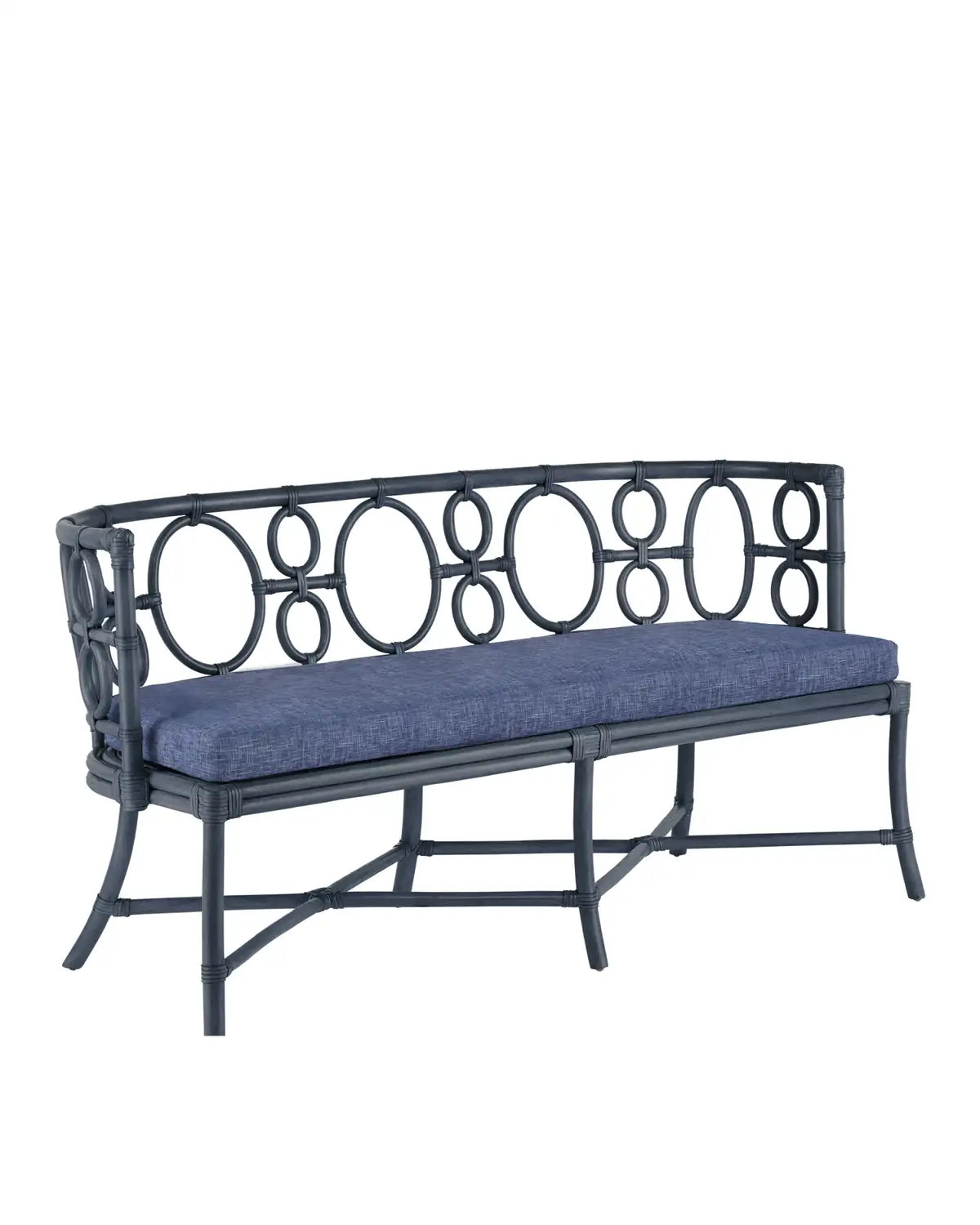 CURREY & COMPANY TEGAL NAVY BENCH FINN INDIGO - Benches, Ottoman, Stools