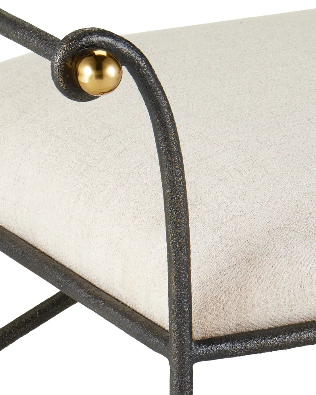 CURREY & COMPANY MABEL BENCH PERF BARRETT SANDSTONE - Benches, Ottoman, Stools