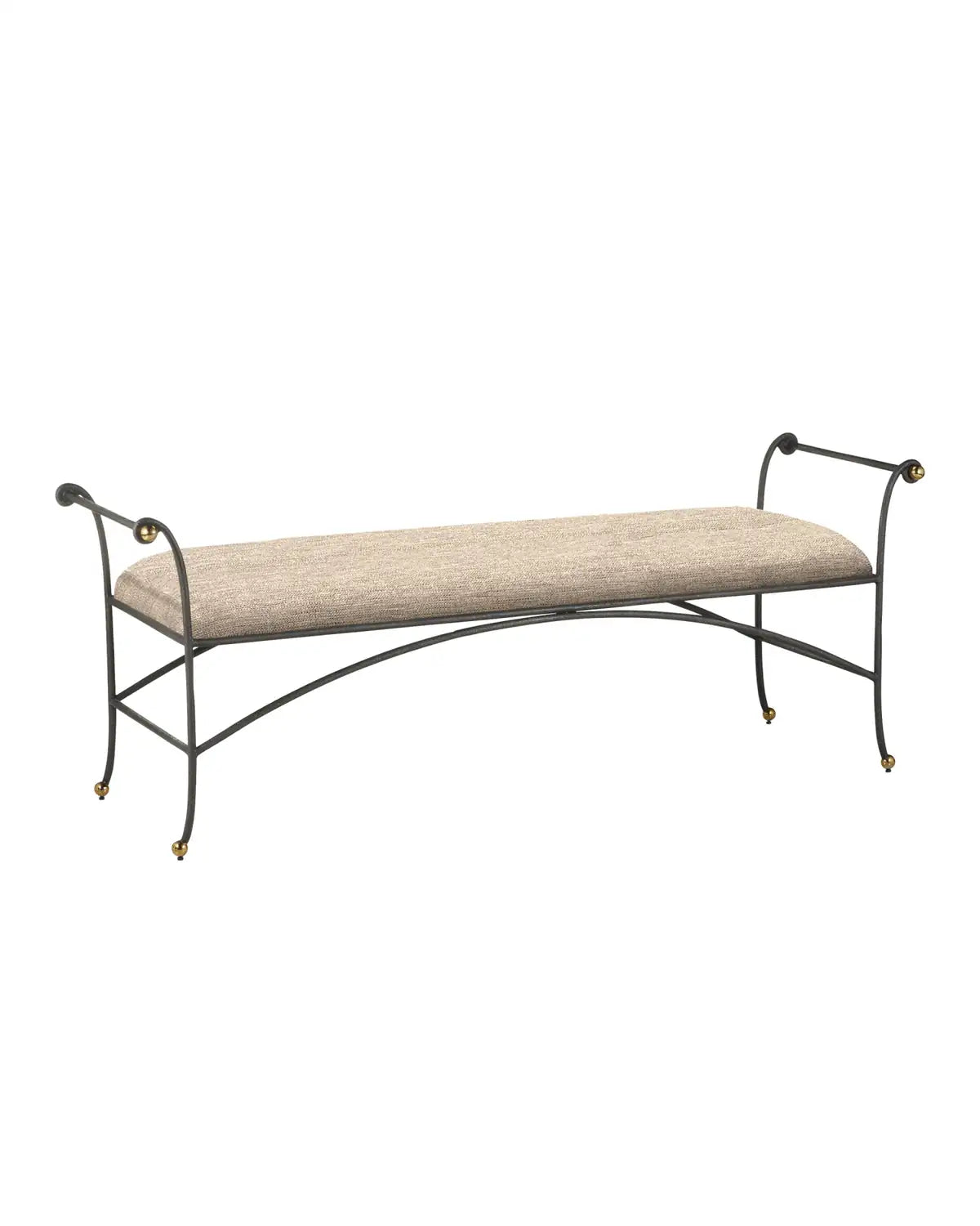 CURREY & COMPANY MABEL BENCH PERF BARRETT SANDSTONE - Benches, Ottoman, Stools