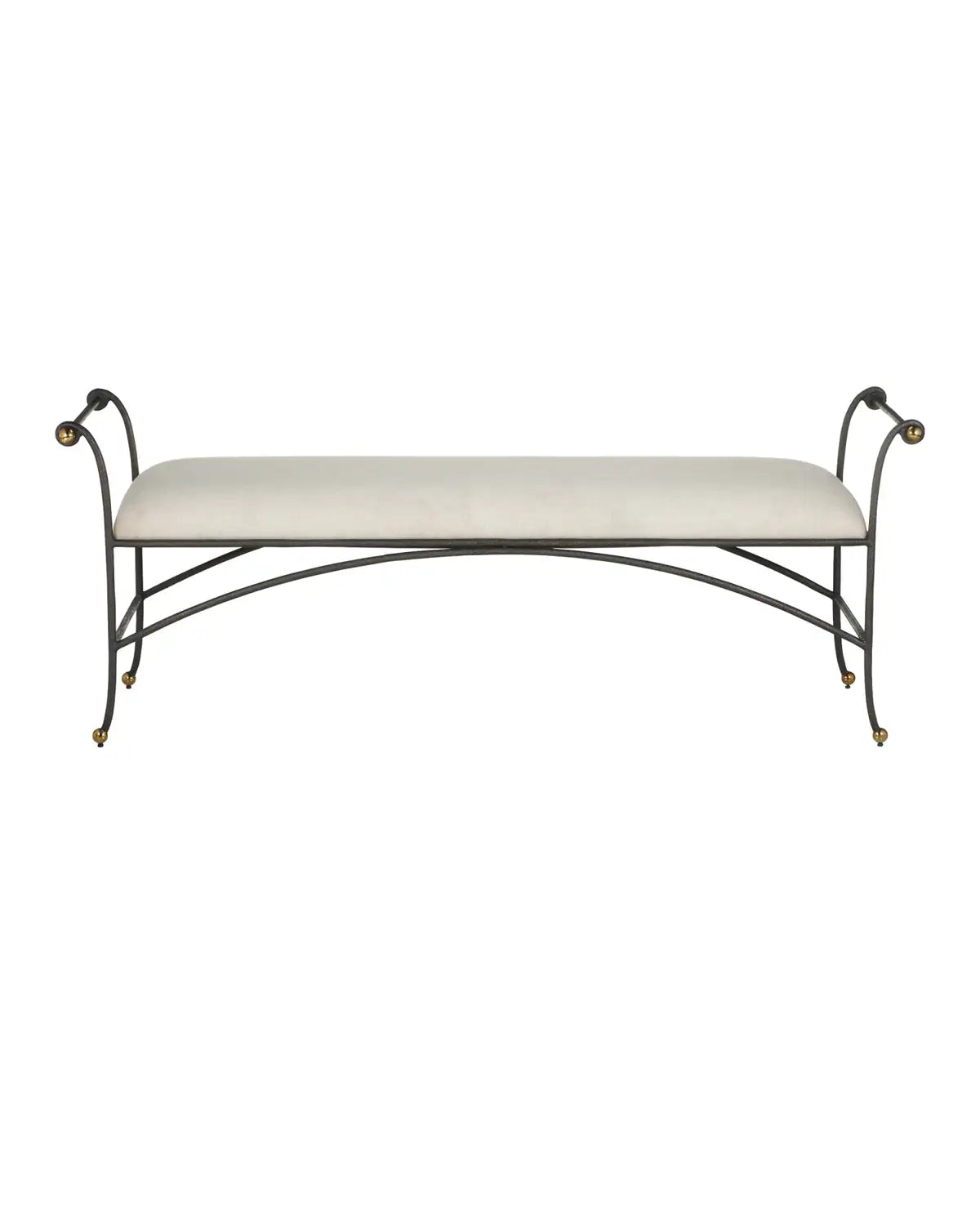 CURREY & COMPANY MABEL BENCH PERF BARRETT SANDSTONE - Benches, Ottoman, Stools