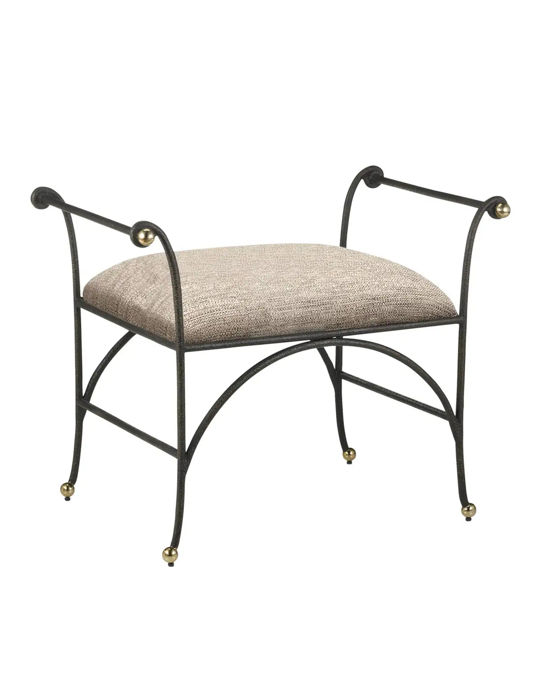 CURREY & COMPANY MABEL OTTOMAN PERF BARRETT SANDSTONE - Benches, Ottoman, Stools