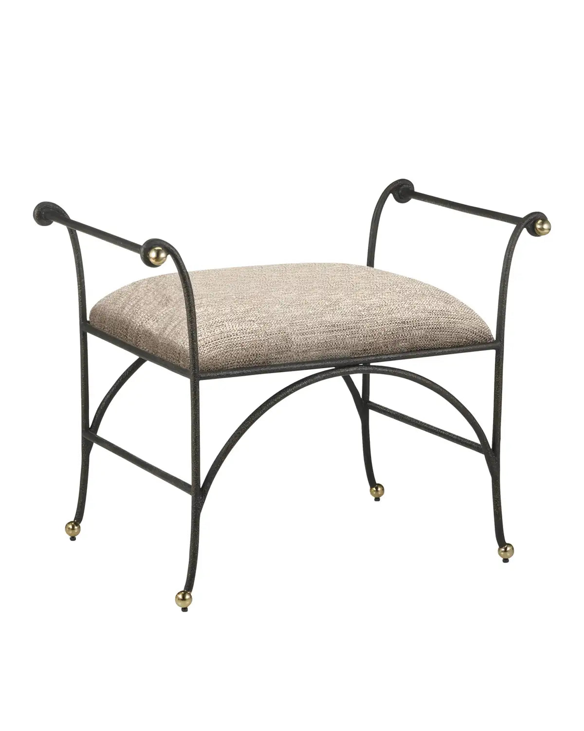 CURREY & COMPANY MABEL OTTOMAN PERF BARRETT SANDSTONE - Benches, Ottoman, Stools