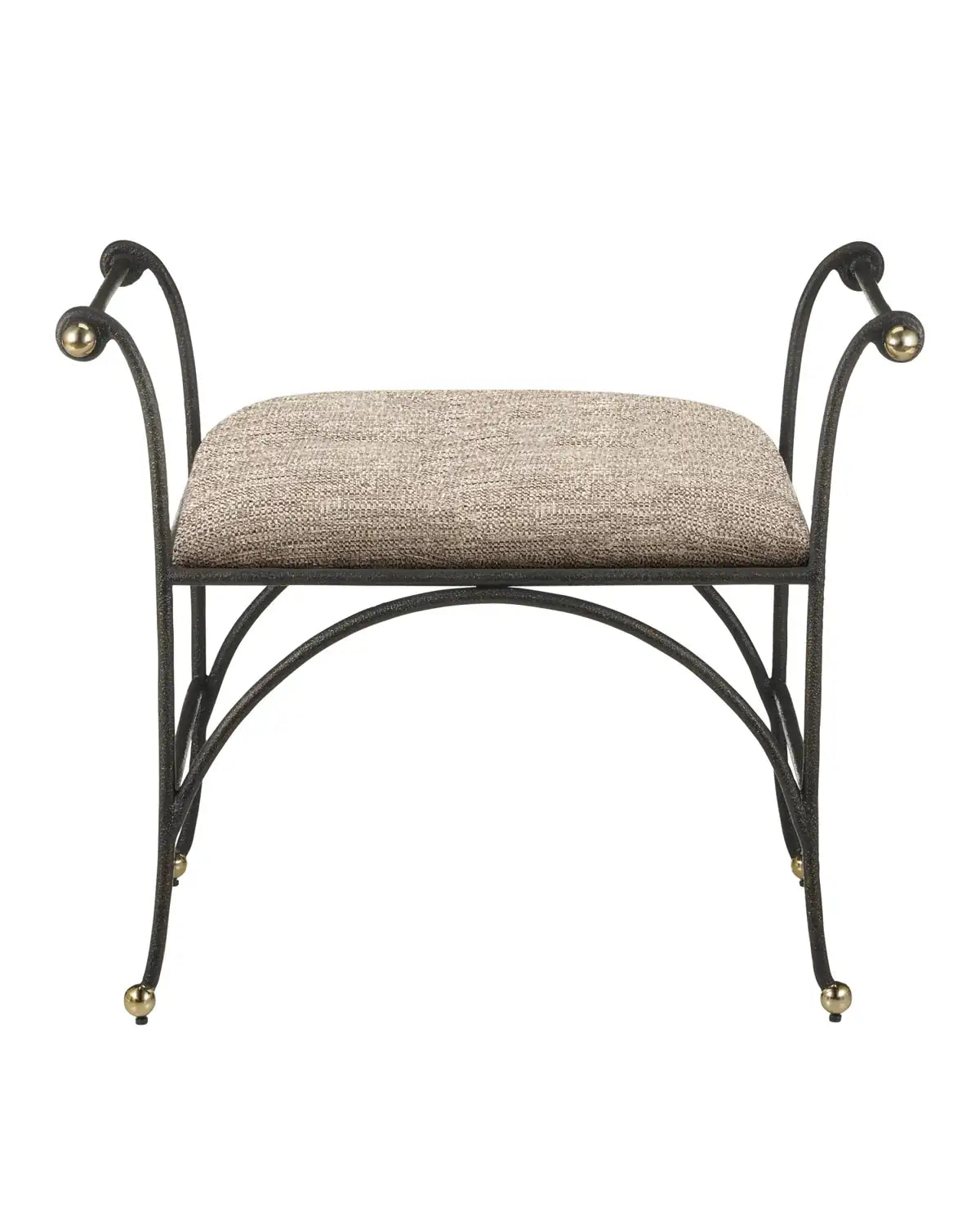 CURREY & COMPANY MABEL OTTOMAN PERF BARRETT SANDSTONE - Benches, Ottoman, Stools