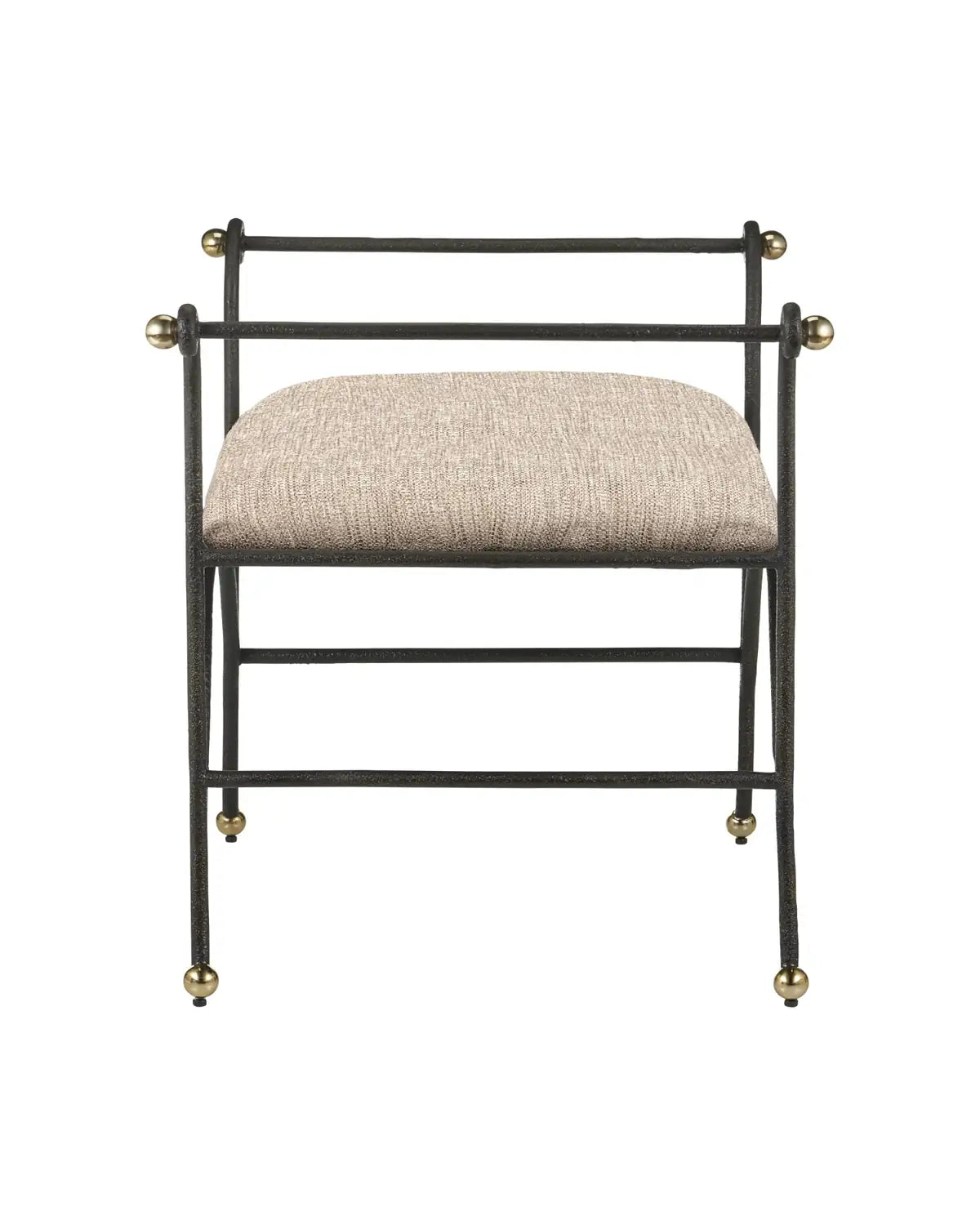 CURREY & COMPANY MABEL OTTOMAN PERF BARRETT SANDSTONE - Benches, Ottoman, Stools