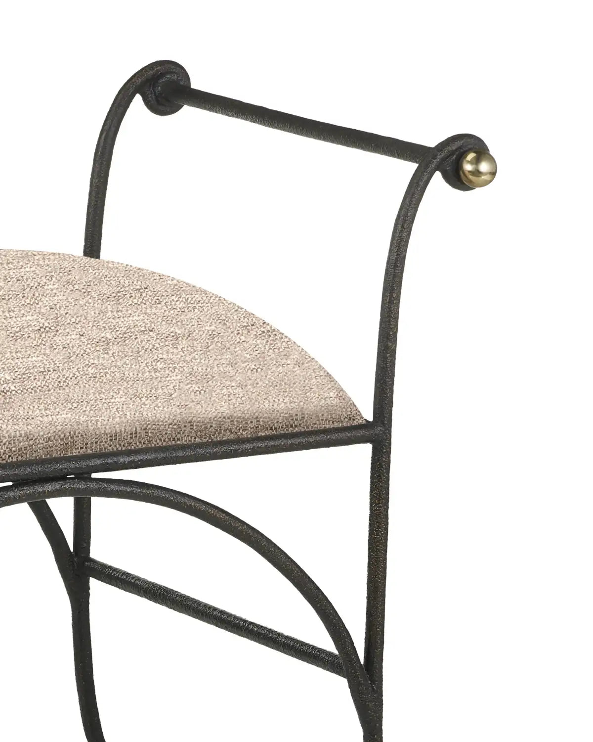 CURREY & COMPANY MABEL OTTOMAN PERF BARRETT SANDSTONE - Benches, Ottoman, Stools