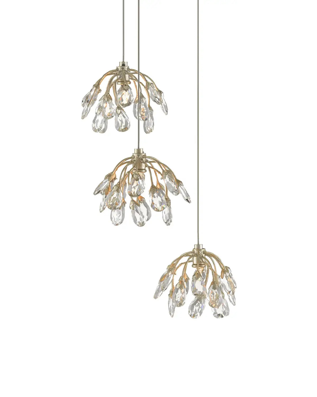 CURREY & COMPANY, CRYSTAL BUD MULTI-DROP PENDANT, PENDANT LIGHT