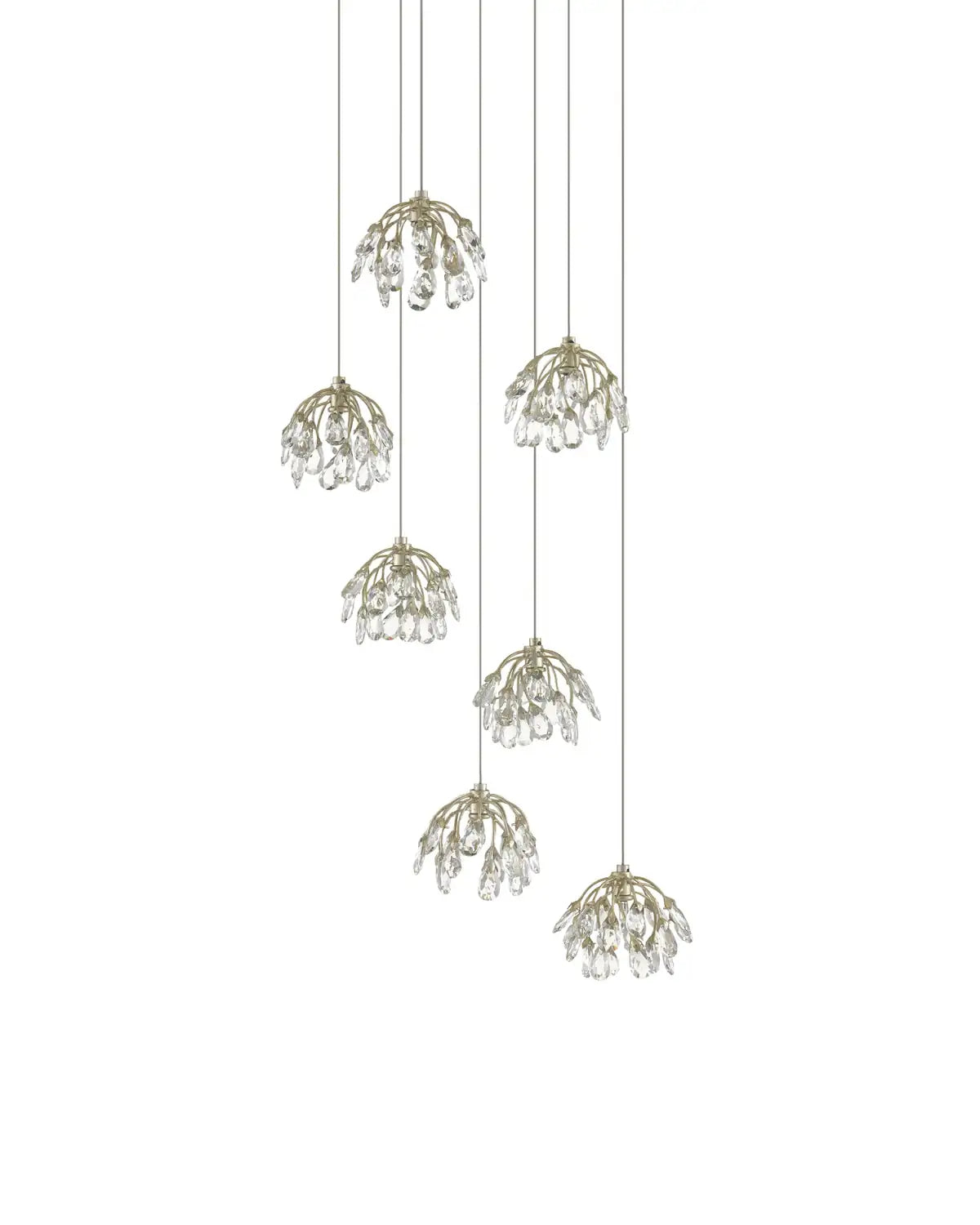 CURREY & COMPANY, CRYSTAL BUD MULTI-DROP PENDANT, PENDANT LIGHT