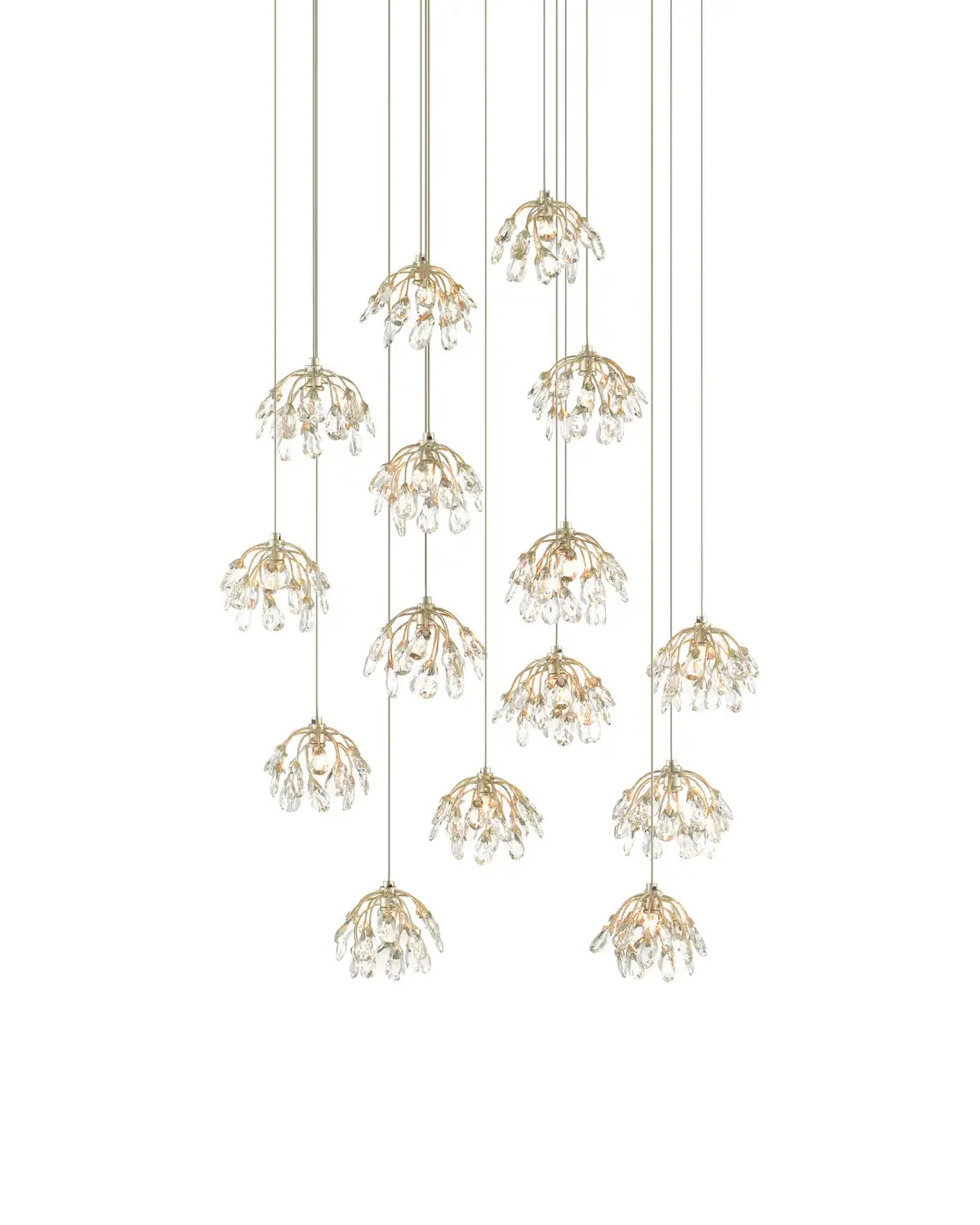 CURREY & COMPANY, CRYSTAL BUD MULTI-DROP PENDANT, PENDANT LIGHT