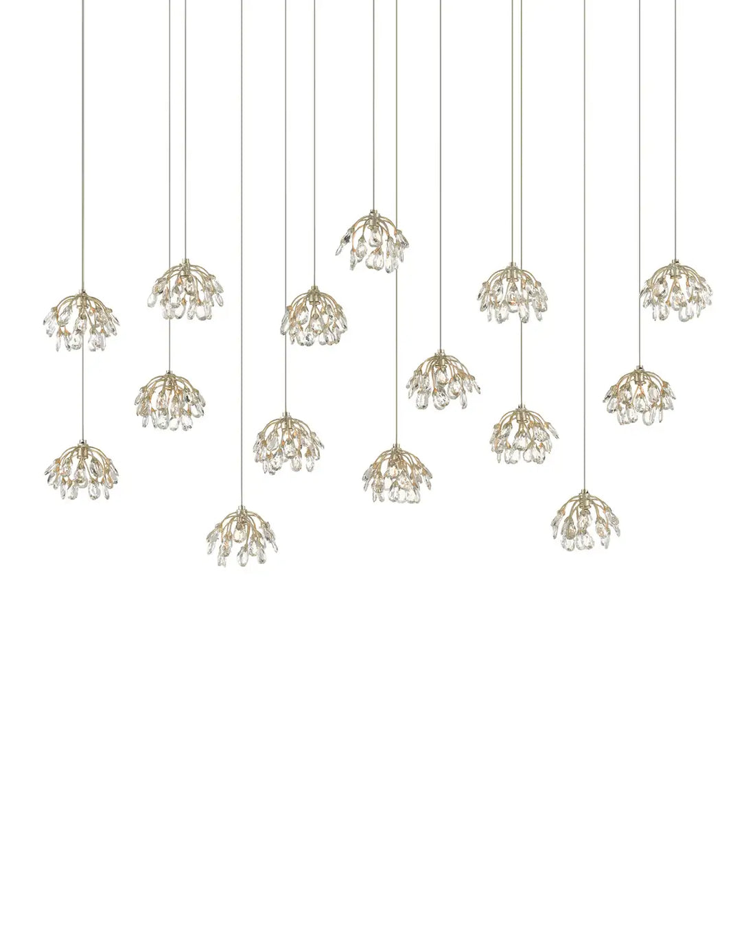 CURREY & COMPANY, CRYSTAL BUD LINEAR MULTI-DROP PENDANT, PENDANT LIGHT