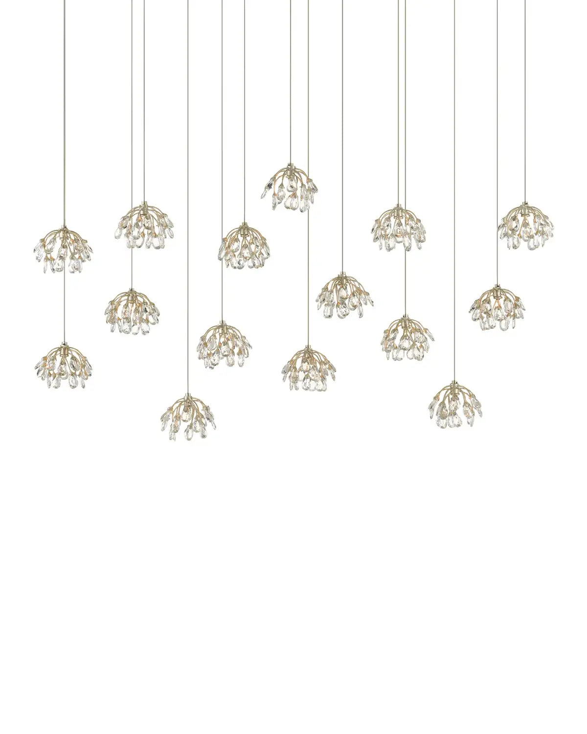 CURREY & COMPANY, CRYSTAL BUD LINEAR MULTI-DROP PENDANT, PENDANT LIGHT