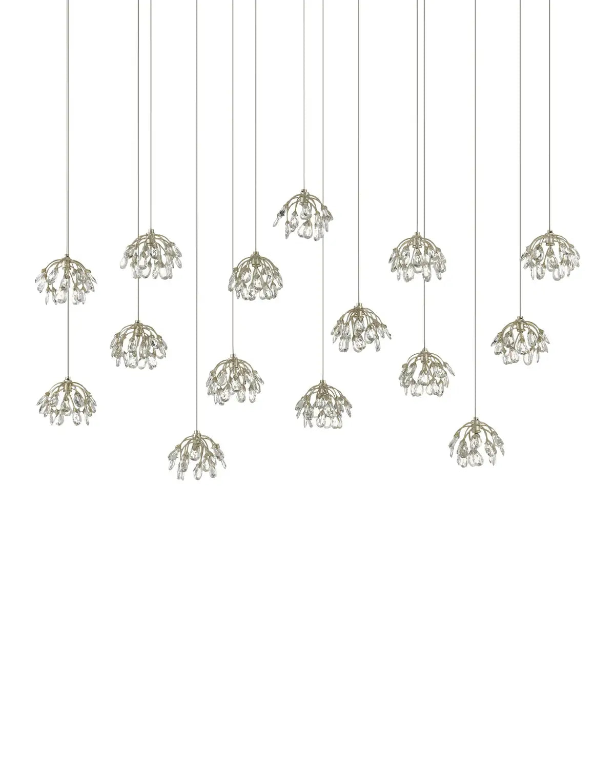 CURREY & COMPANY, CRYSTAL BUD LINEAR MULTI-DROP PENDANT, PENDANT LIGHT