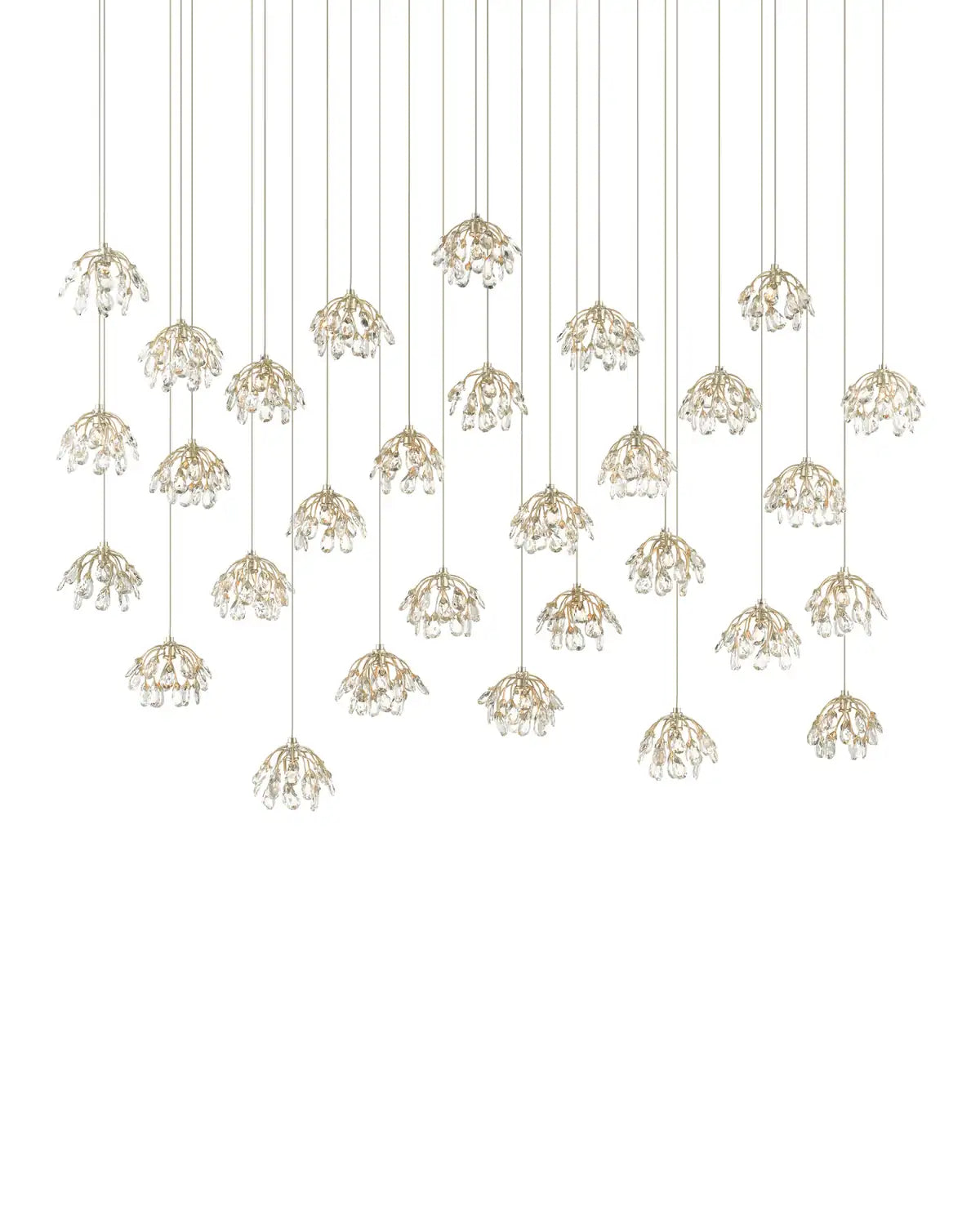 CURREY & COMPANY, CRYSTAL BUD LINEAR MULTI-DROP PENDANT, PENDANT LIGHT