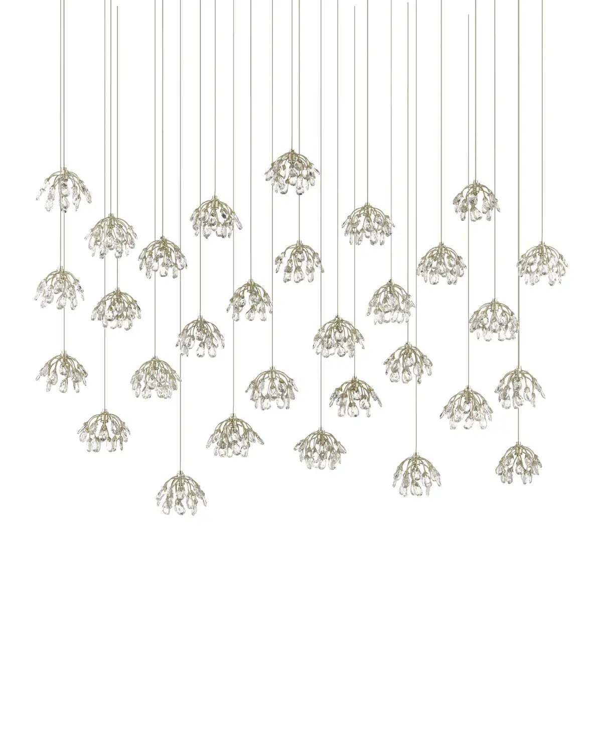 CURREY & COMPANY, CRYSTAL BUD LINEAR MULTI-DROP PENDANT, PENDANT LIGHT