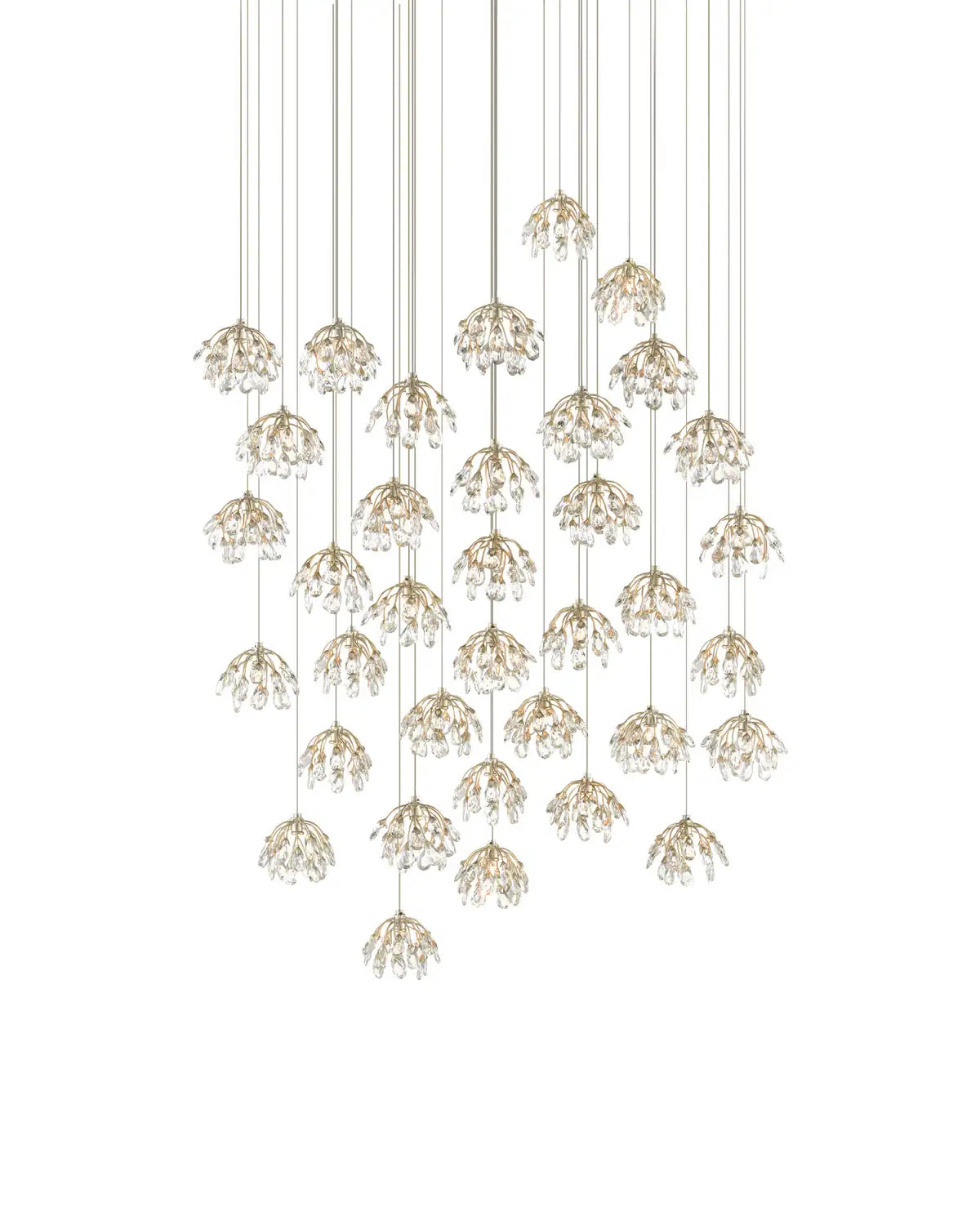 CURREY & COMPANY, CRYSTAL BUD MULTI-DROP PENDANT, PENDANT LIGHT