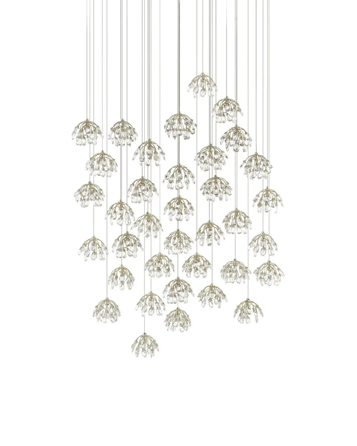 CURREY & COMPANY, CRYSTAL BUD MULTI-DROP PENDANT, PENDANT LIGHT