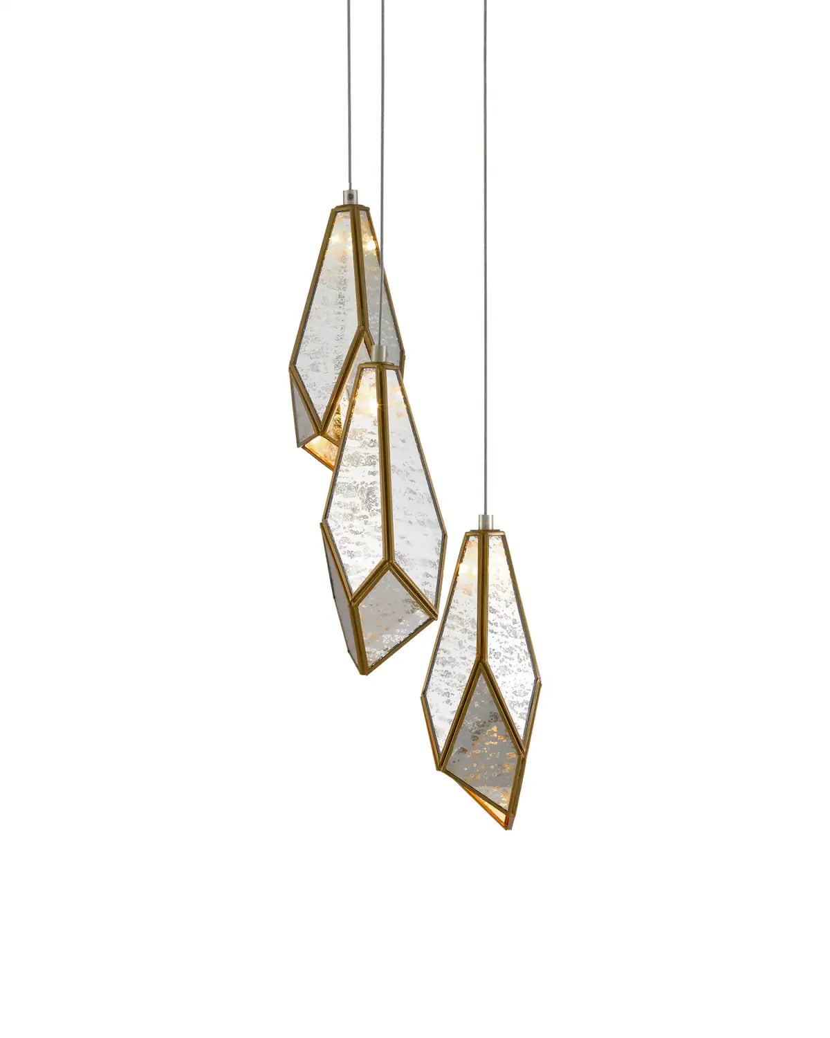 CURREY & COMPANY, GLACE MIRROR MULTI-DROP PENDANT, PENDANT LIGHT