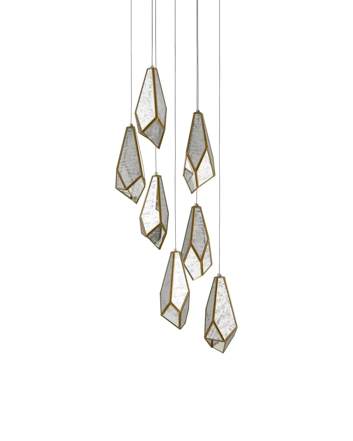 CURREY & COMPANY, GLACE MIRROR MULTI-DROP PENDANT, PENDANT LIGHT