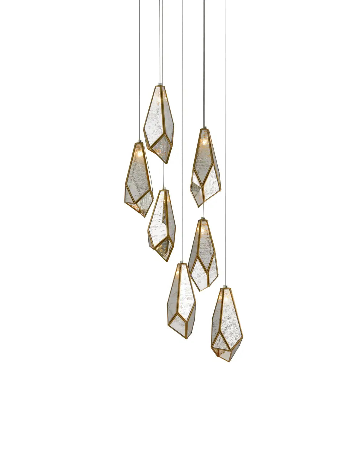 CURREY & COMPANY, GLACE MIRROR MULTI-DROP PENDANT, PENDANT LIGHT