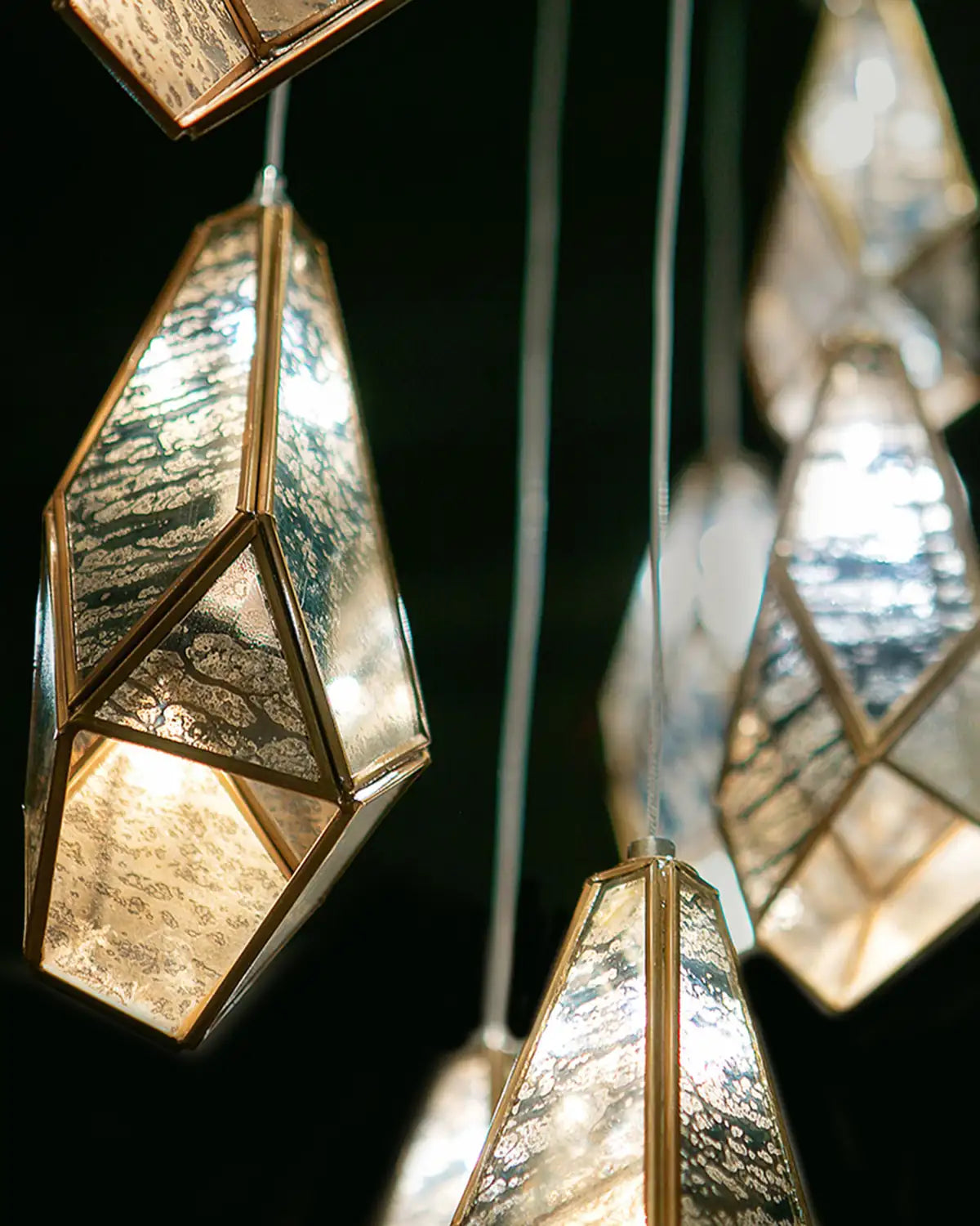 CURREY & COMPANY, GLACE MIRROR MULTI-DROP PENDANT, PENDANT LIGHT
