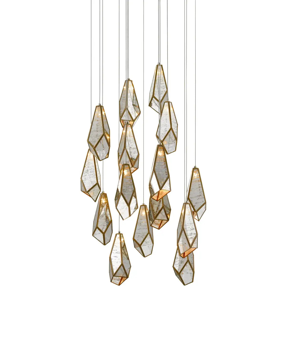 CURREY & COMPANY, GLACE MIRROR MULTI-DROP PENDANT, PENDANT LIGHT