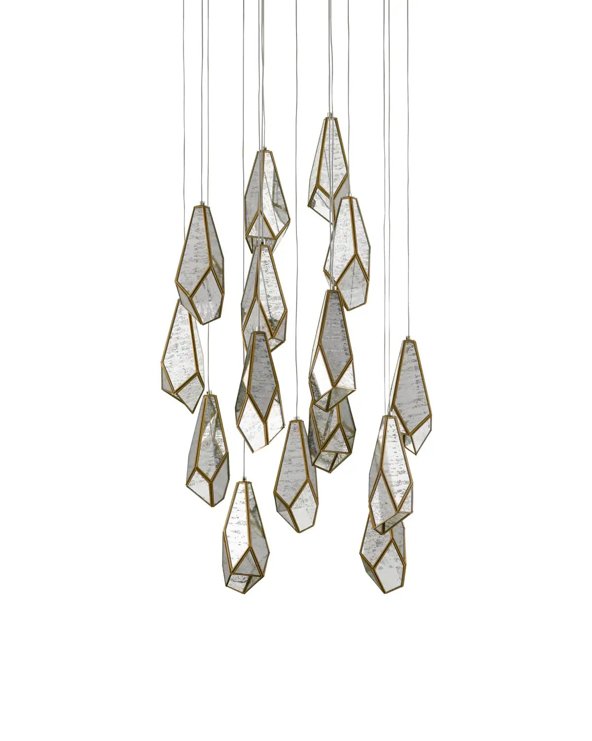 CURREY & COMPANY, GLACE MIRROR MULTI-DROP PENDANT, PENDANT LIGHT