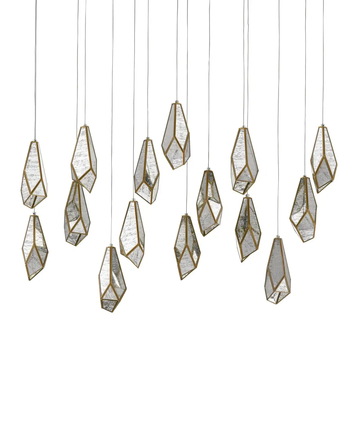 CURREY & COMPANY, GLACE MIRROR LINEAR MULTI-DROP PENDANT, PENDANT LIGHT