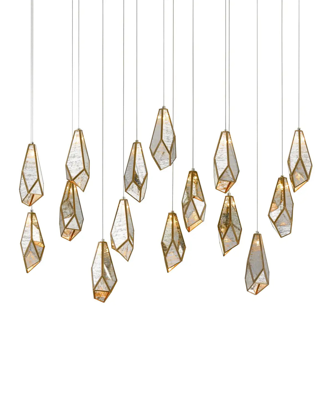 CURREY & COMPANY, GLACE MIRROR LINEAR MULTI-DROP PENDANT, PENDANT LIGHT