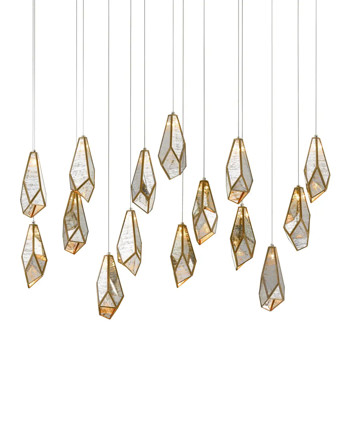 CURREY & COMPANY, GLACE MIRROR LINEAR MULTI-DROP PENDANT, PENDANT LIGHT