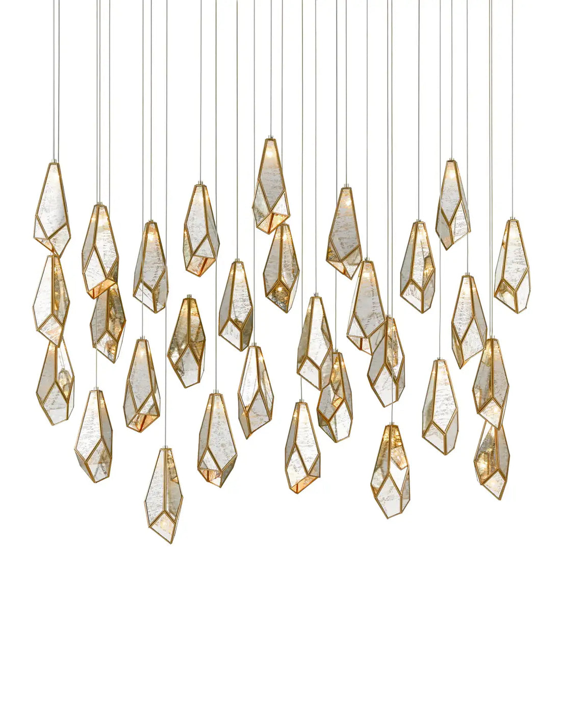 CURREY & COMPANY, GLACE MIRROR LINEAR MULTI-DROP PENDANT, PENDANT LIGHT