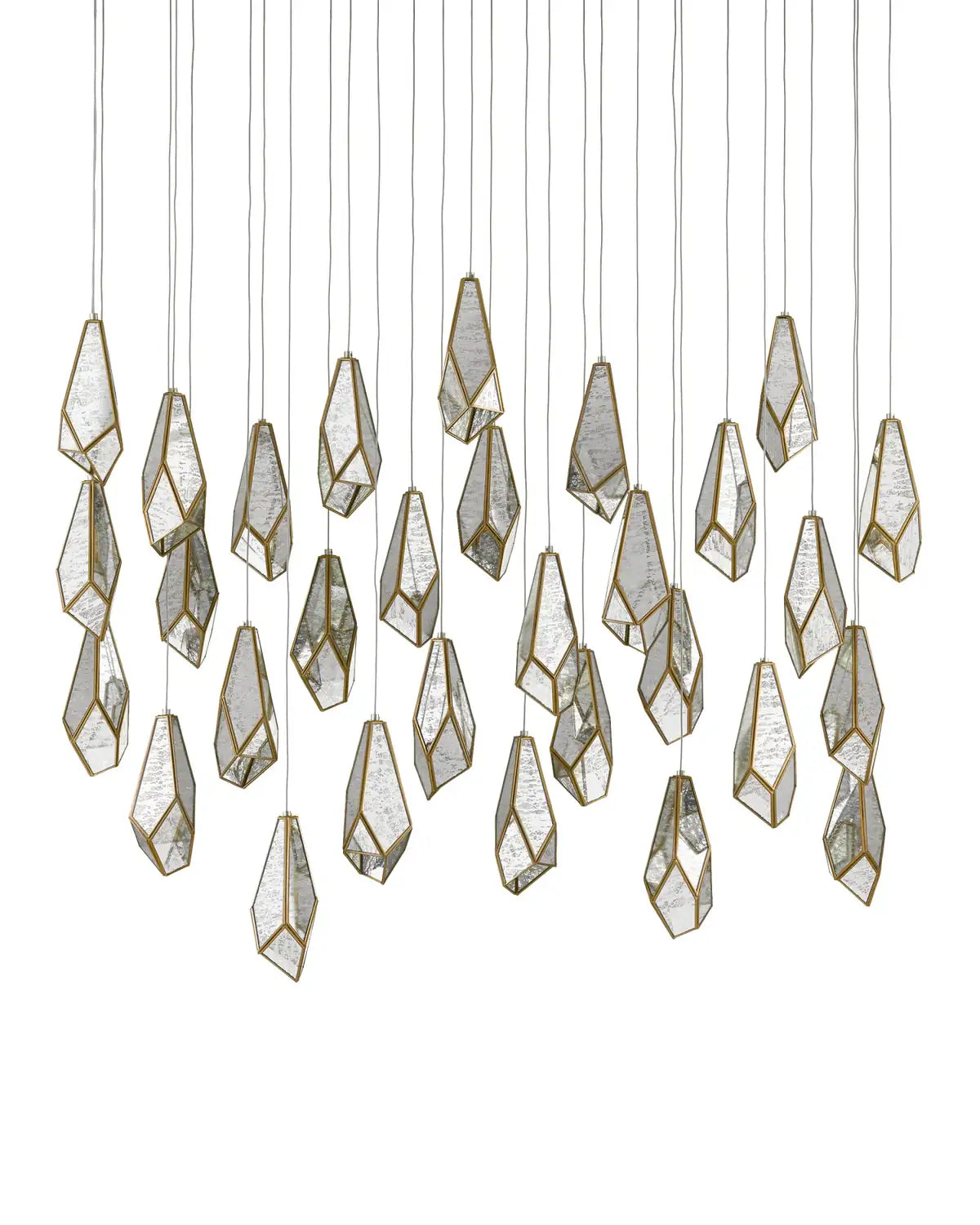 CURREY & COMPANY, GLACE MIRROR LINEAR MULTI-DROP PENDANT, PENDANT LIGHT