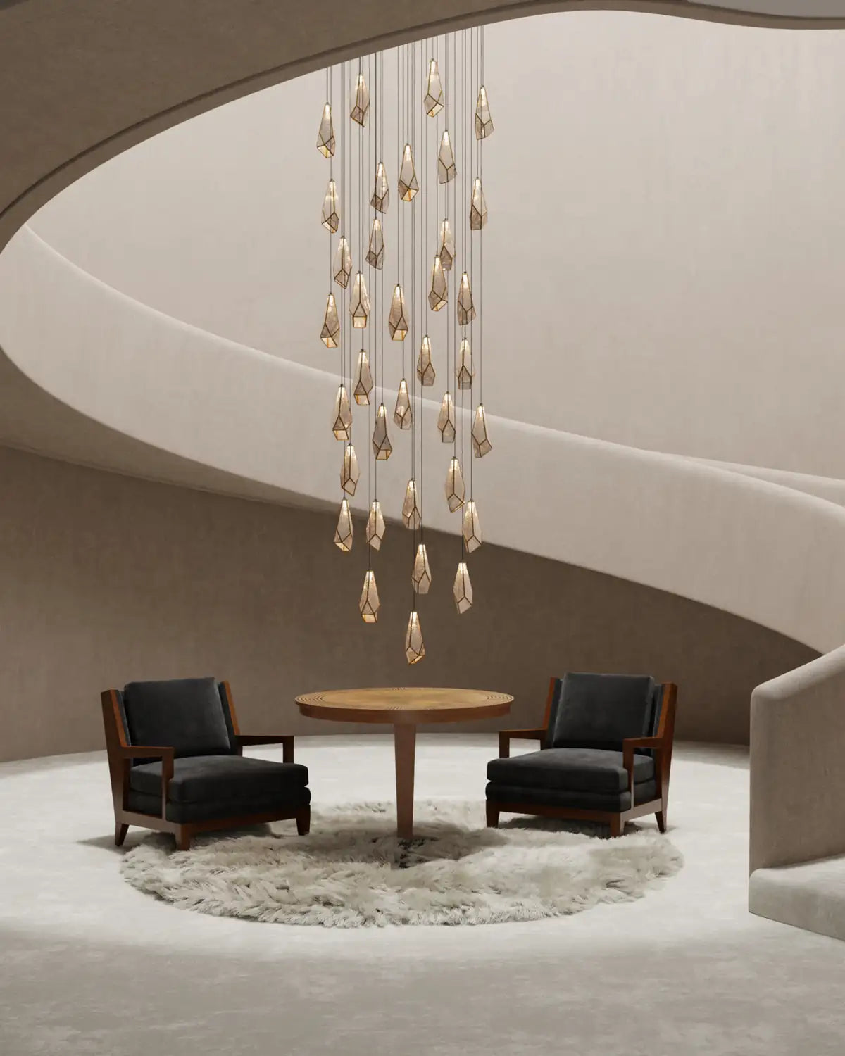 CURREY & COMPANY, GLACE MIRROR MULTI-DROP PENDANT, PENDANT LIGHT
