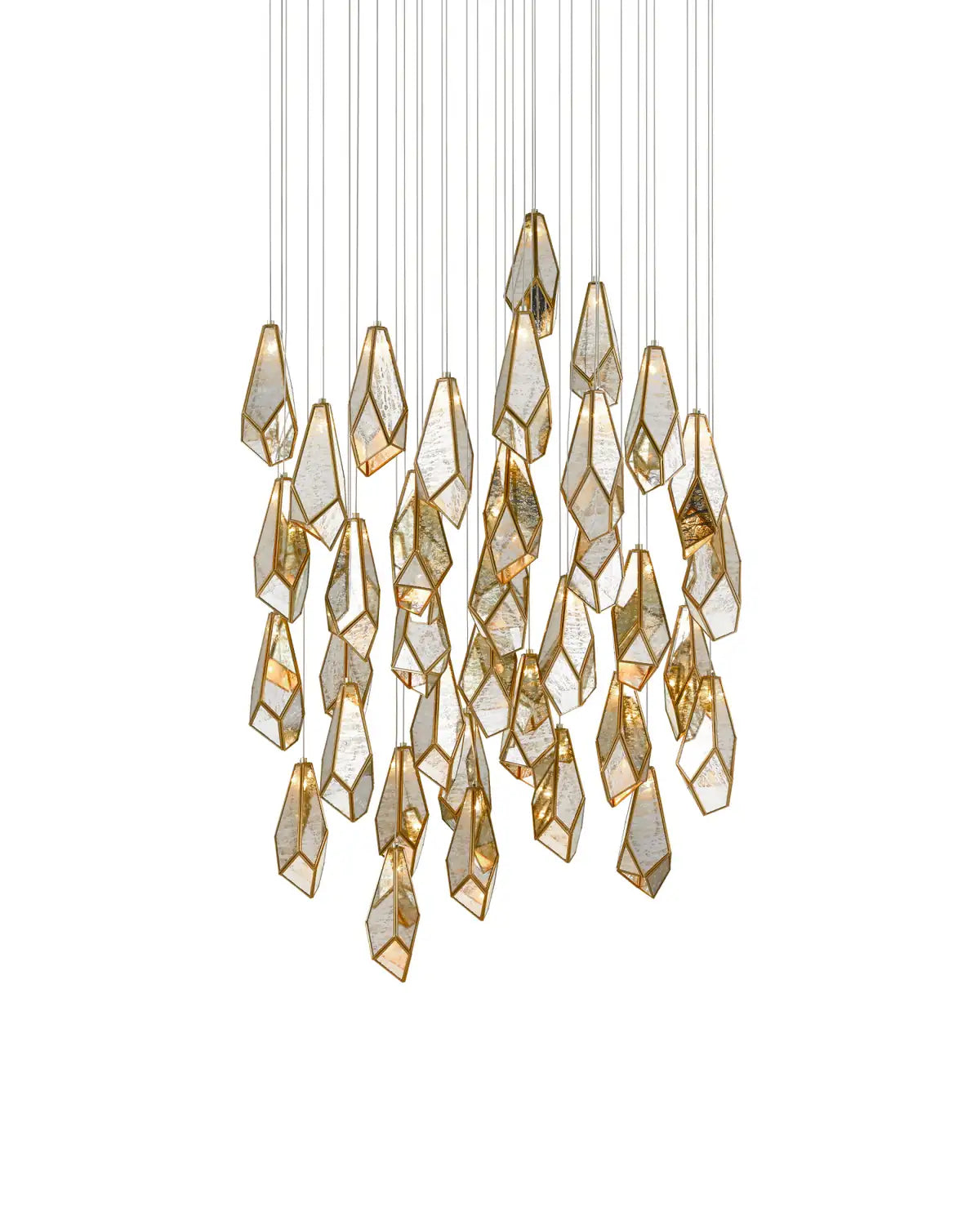 CURREY & COMPANY, GLACE MIRROR MULTI-DROP PENDANT, PENDANT LIGHT