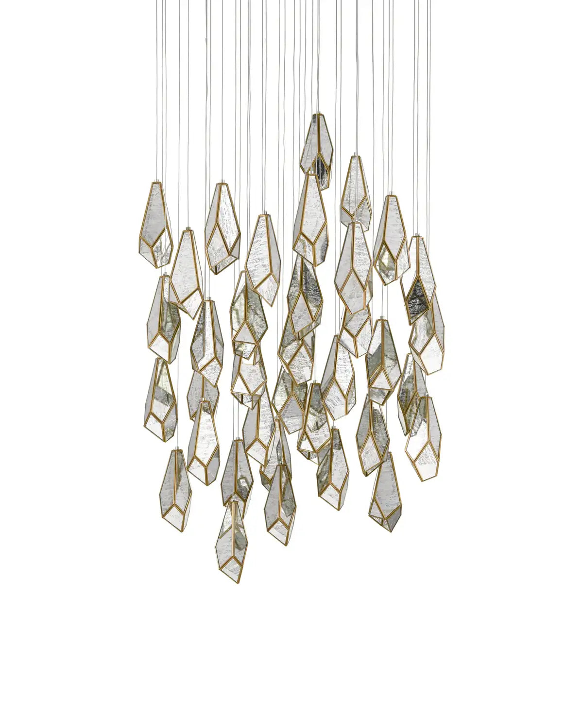 CURREY & COMPANY, GLACE MIRROR MULTI-DROP PENDANT, PENDANT LIGHT