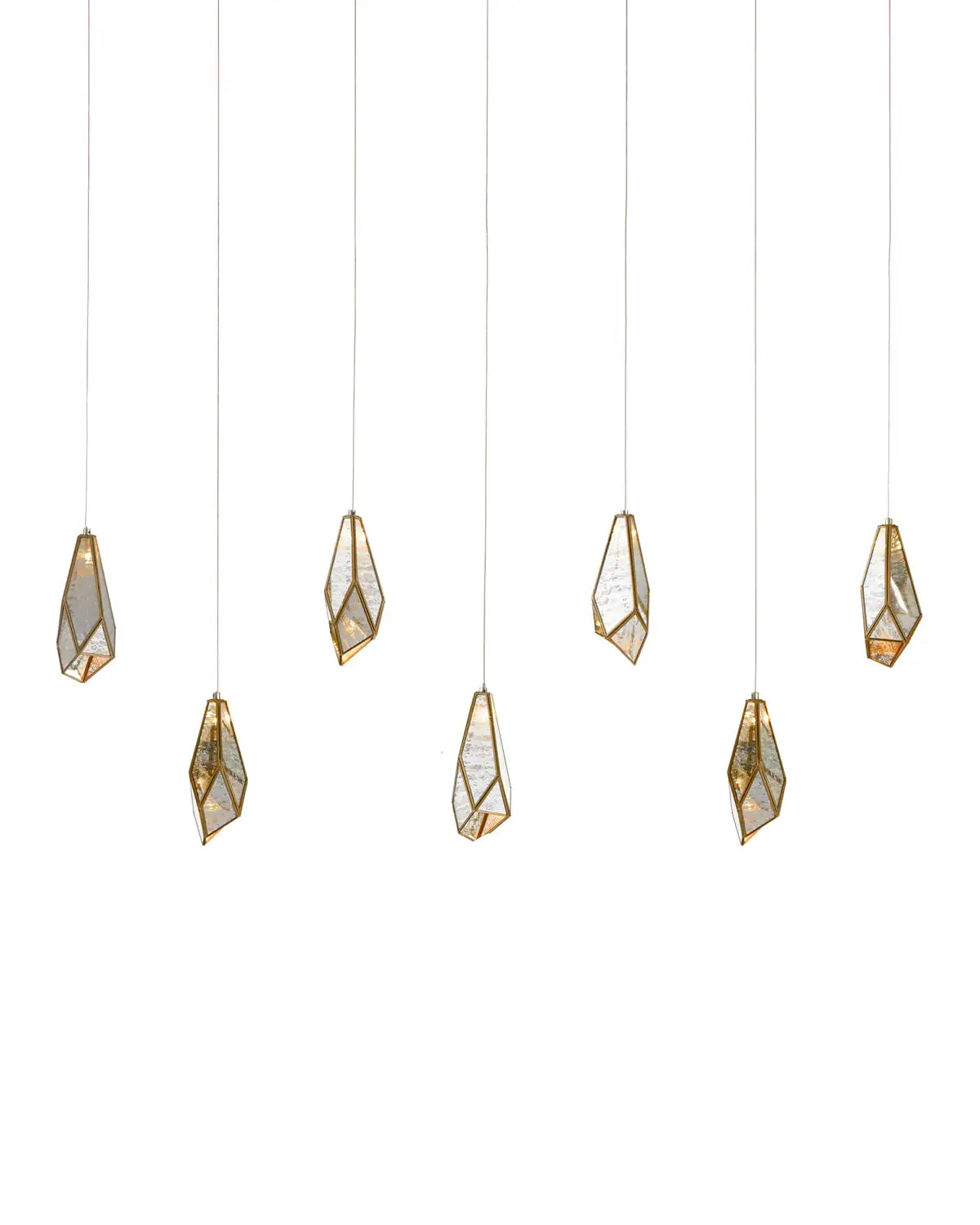 CURREY & COMPANY, GLACE MIRROR LINEAR MULTI-DROP PENDANT, PENDANT LIGHT