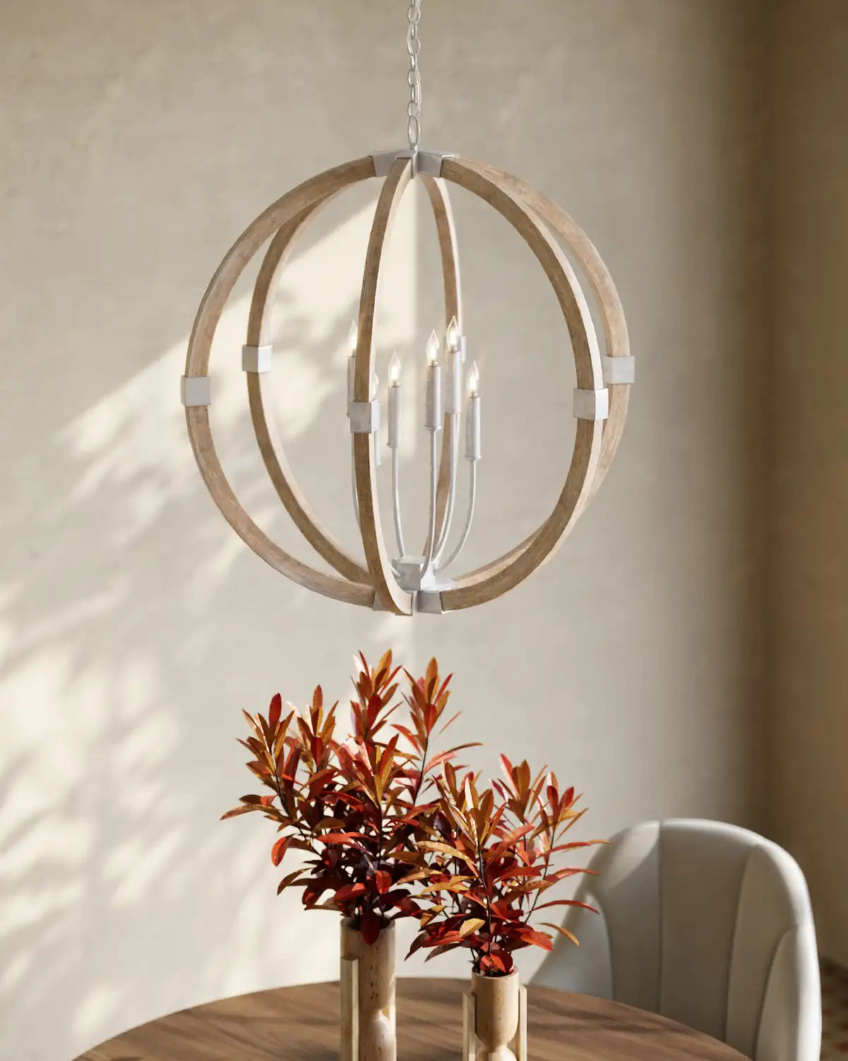 CURREY & COMPANY BASTIAN SANDSTONE ORB CHANDELIER | 9000-1131
