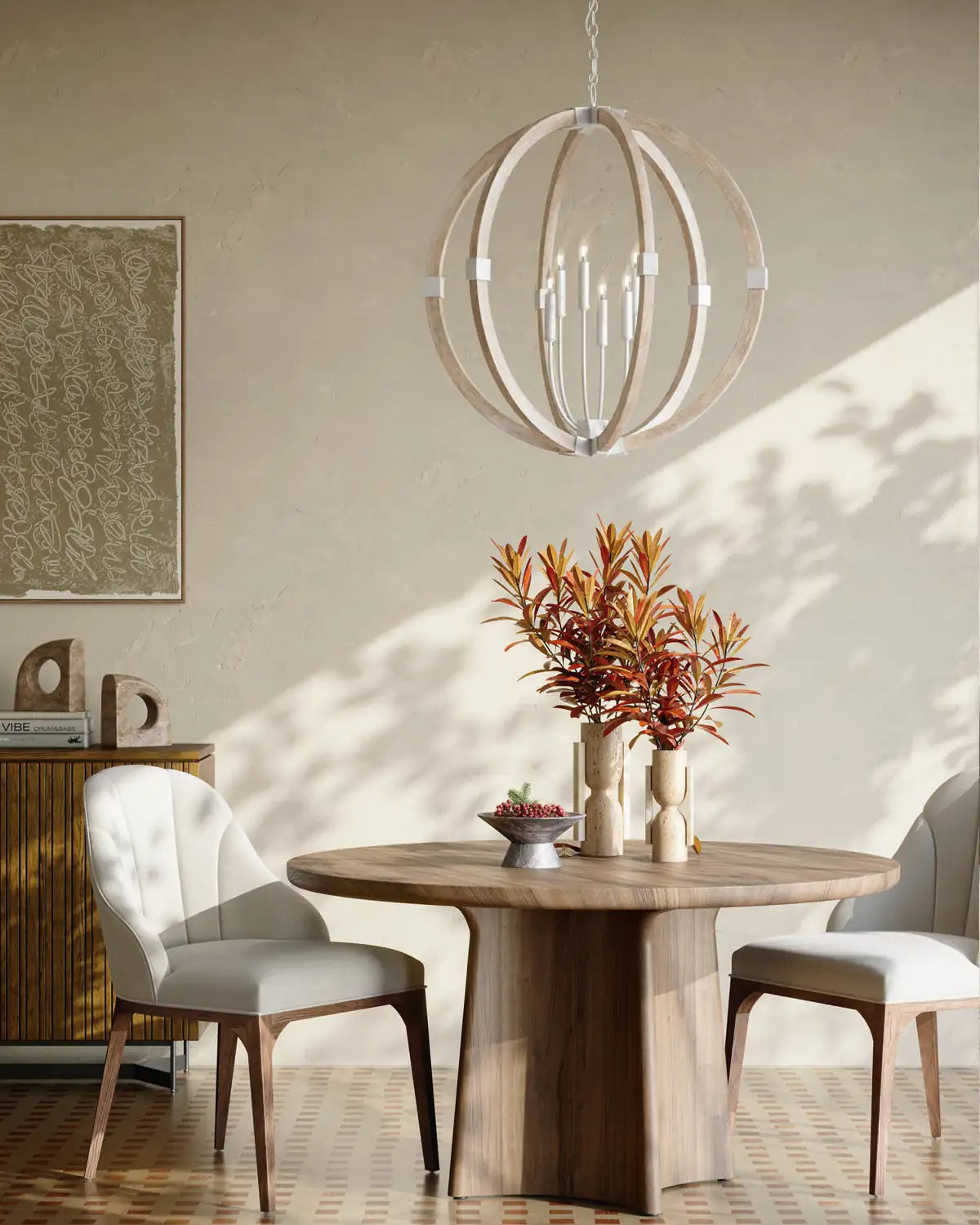 CURREY & COMPANY BASTIAN SANDSTONE ORB CHANDELIER | 9000-1131