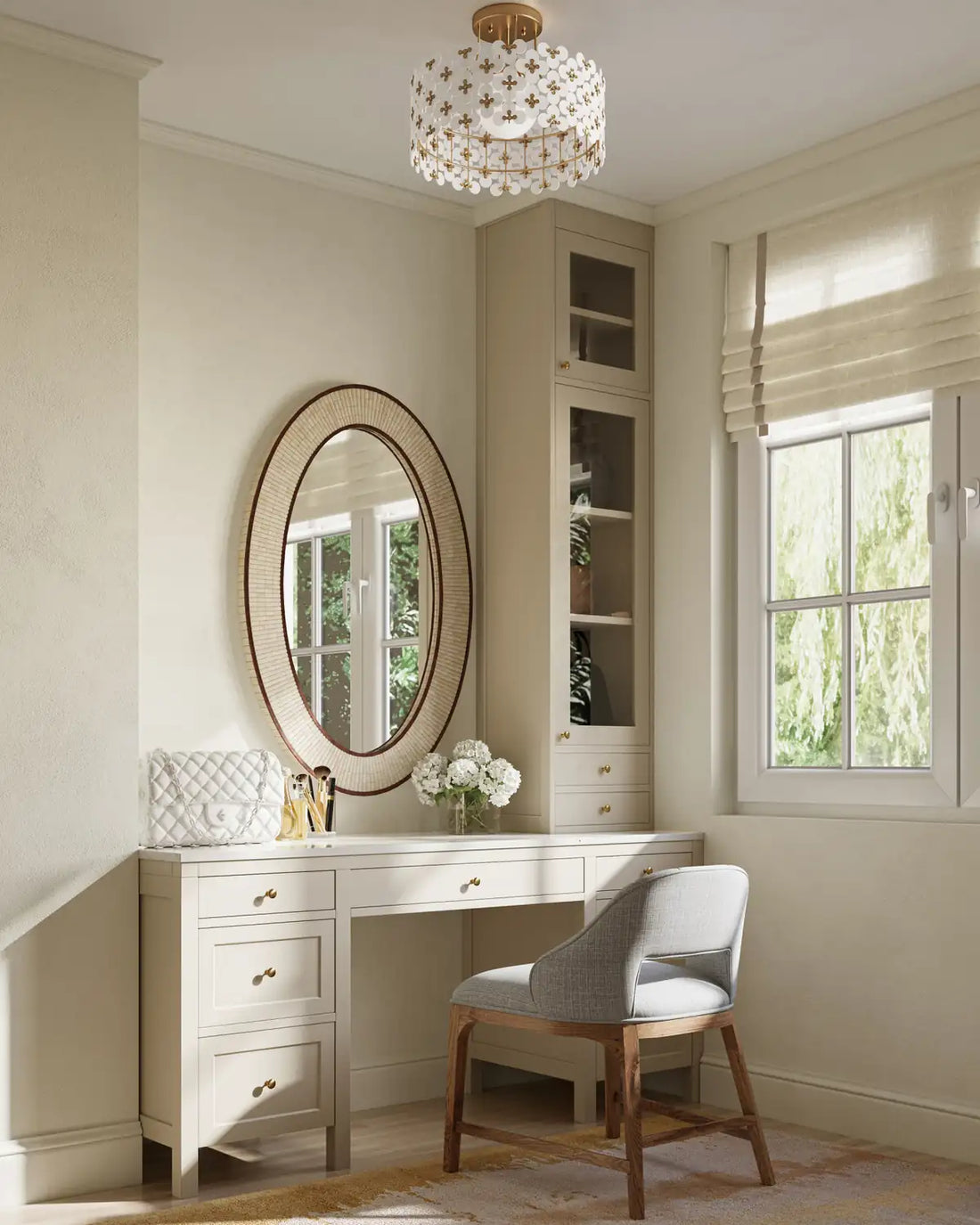 CURREY & COMPANY, SPRING FLOWER SEMI-FLUSH MOUNT, SEMI FLUSH MOUNT LIGHT