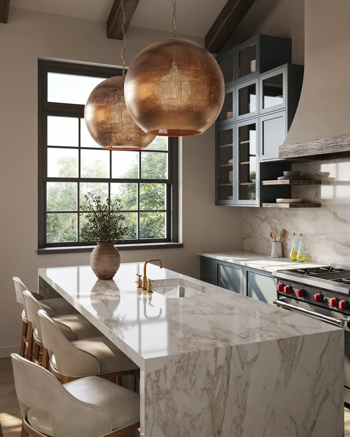 CURREY & COMPANY, BUCKRAM ORB PENDANT, PENDANT LIGHT