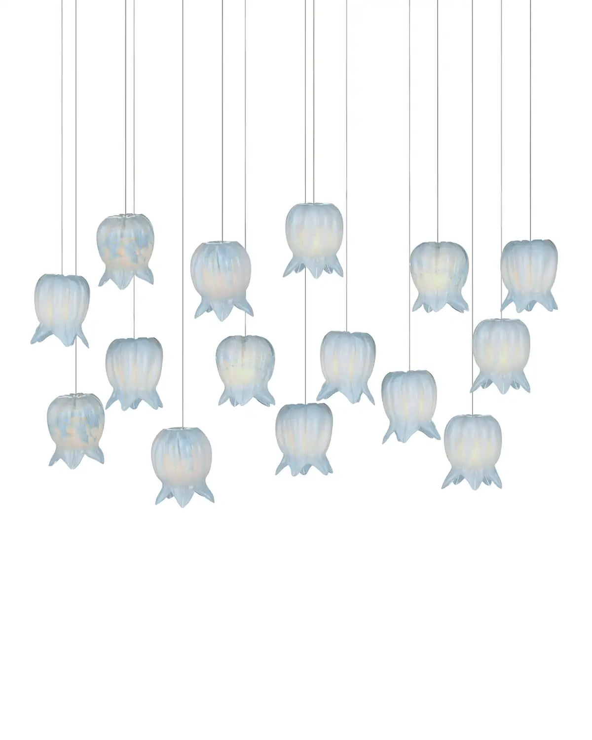CURREY & COMPANY, POLPO BLUE LINEAR MULTI-DROP PENDANT, PENDANT LIGHT